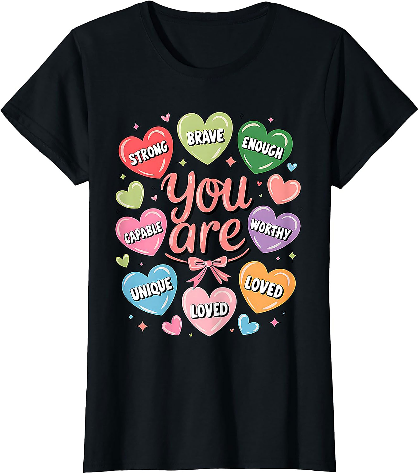 Self-Love Affirmation T-Shirt Candy Hearts Graphic Tee