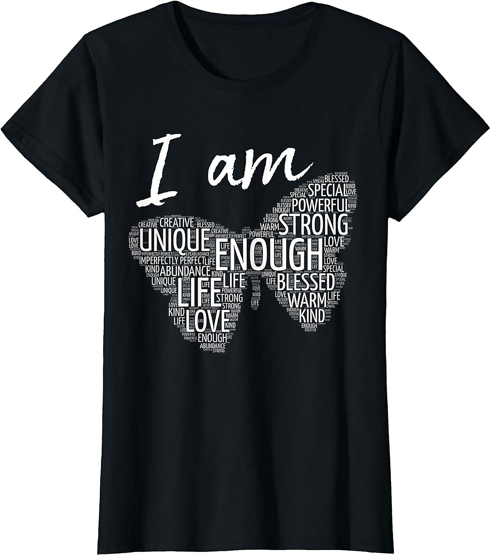 I Am Enough Butterfly Graphic Tee Inspirational Cotton Shirt