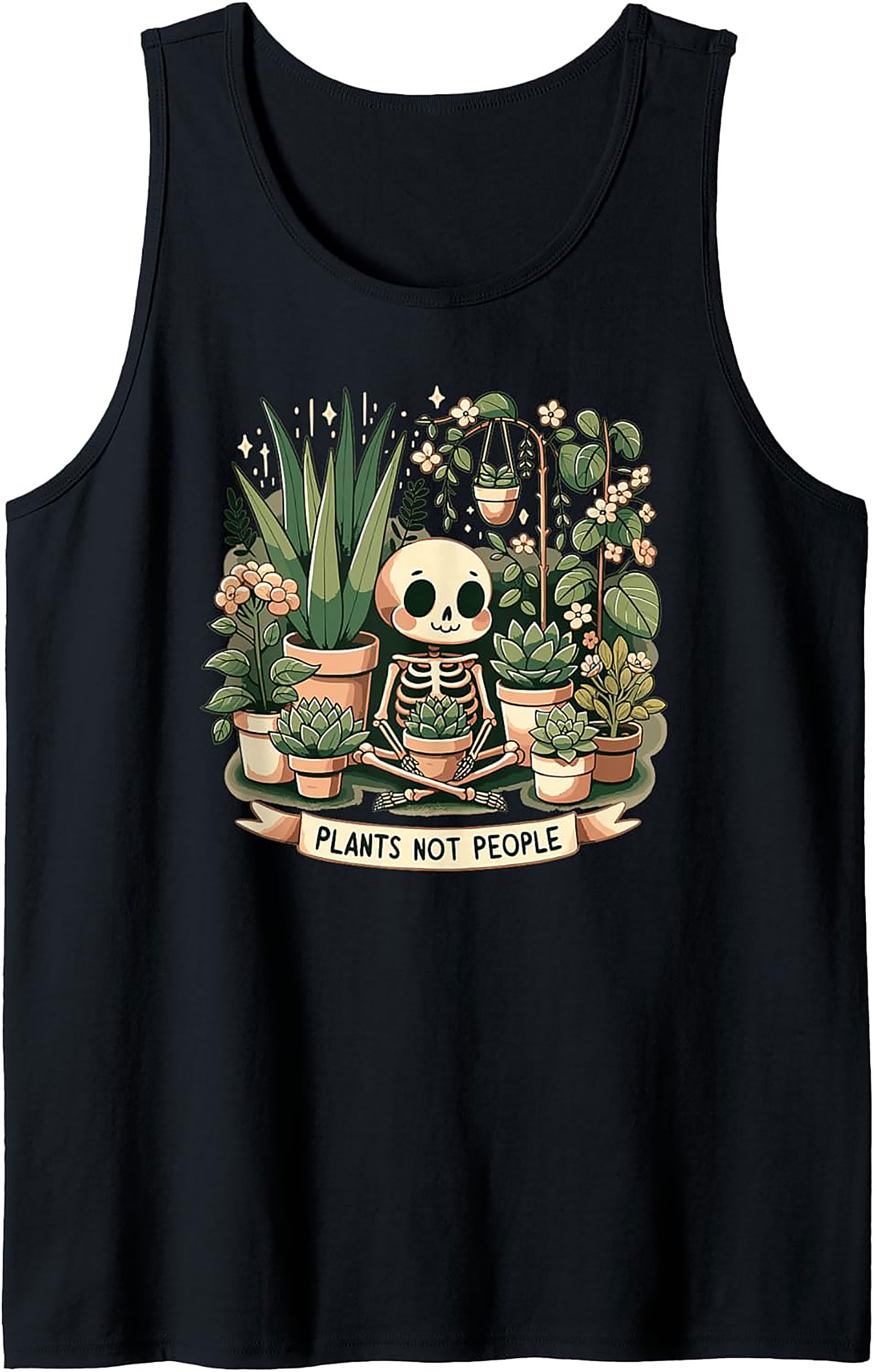 Plants Not People Tank Top | Cute Skeleton Plant Lover Tee