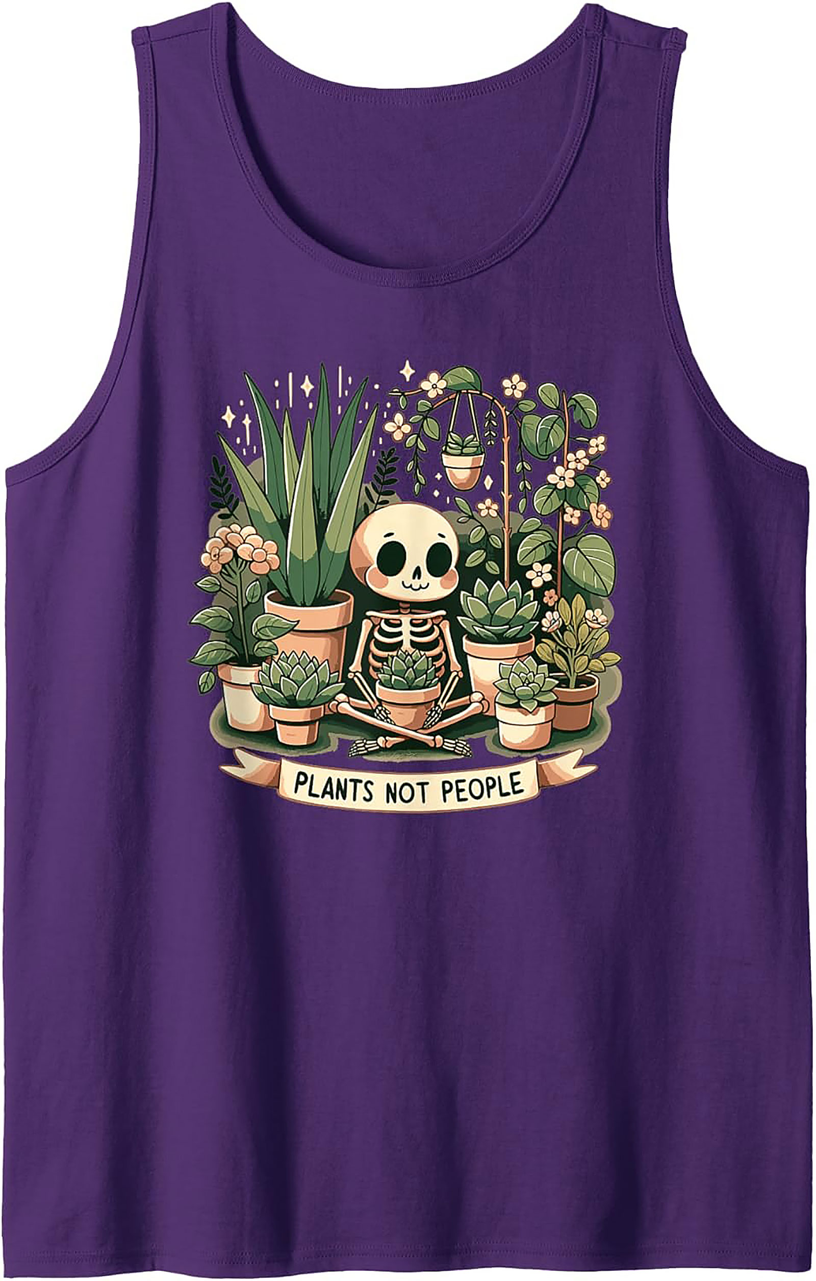 Plants Not People Tank Top | Cute Skeleton Plant Lover Tee