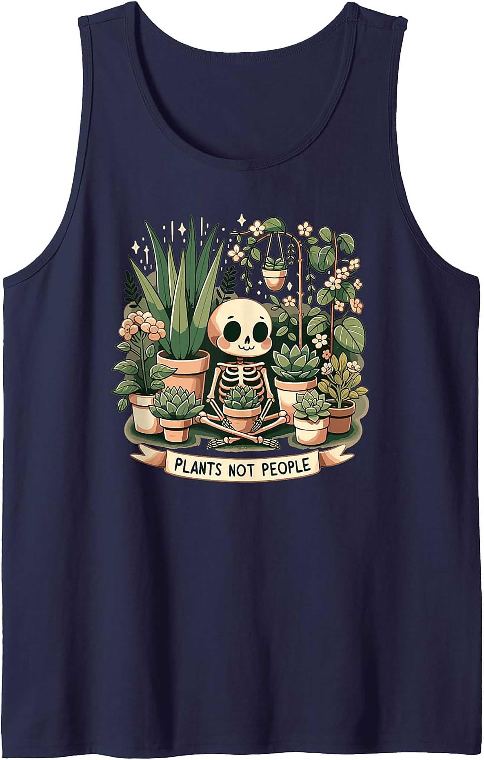 Plants Not People Tank Top | Cute Skeleton Plant Lover Tee