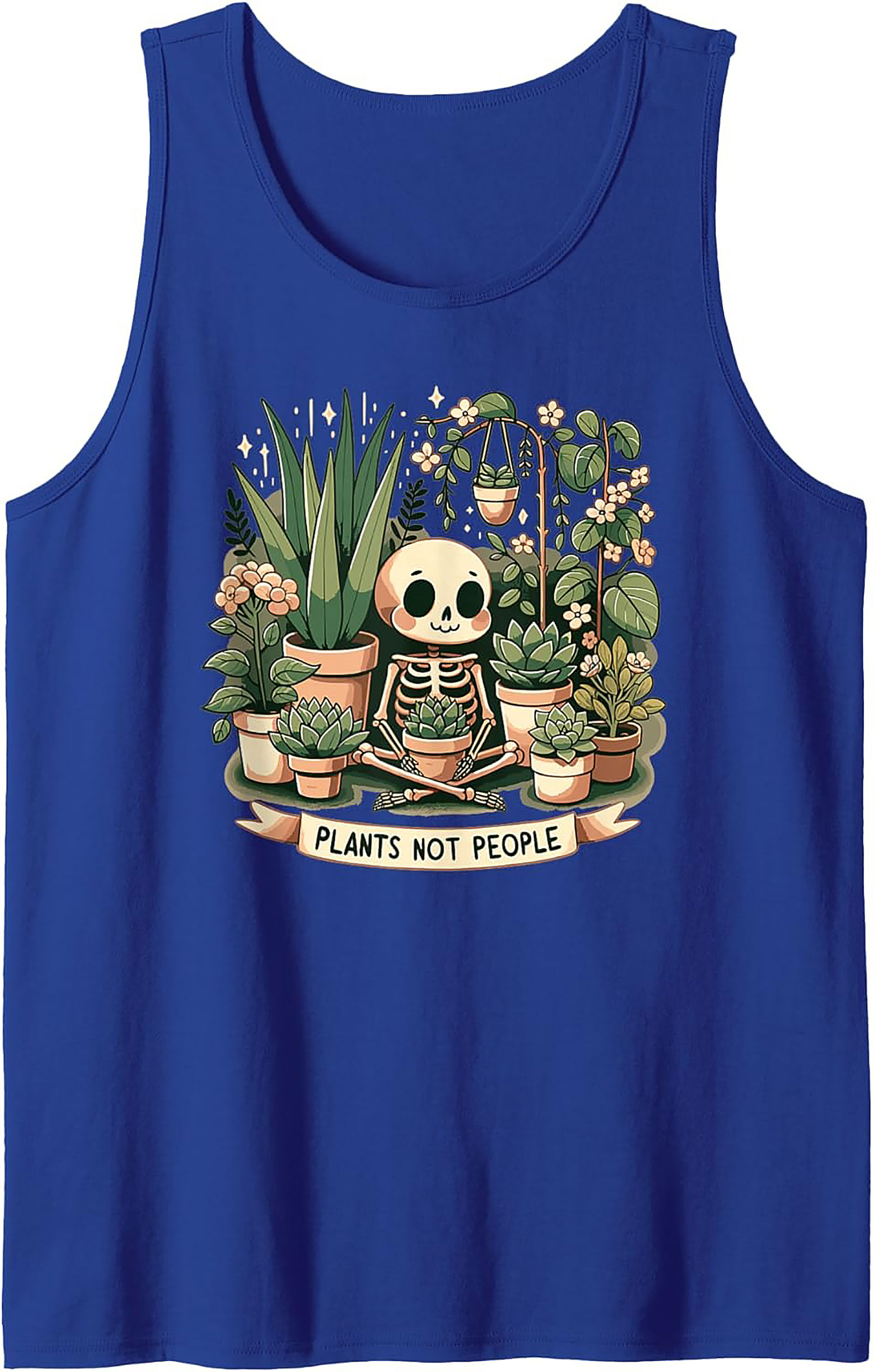 Plants Not People Tank Top | Cute Skeleton Plant Lover Tee