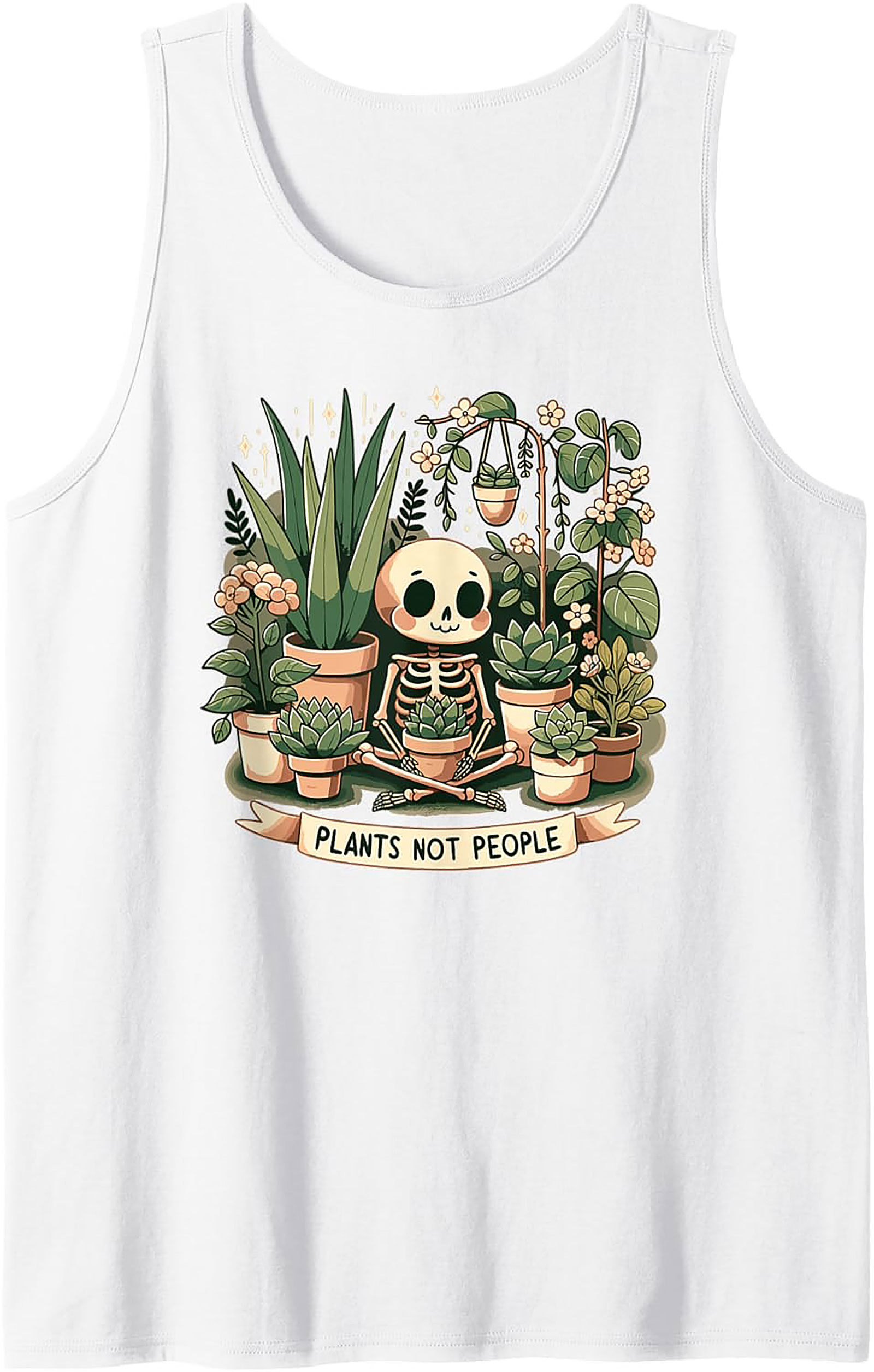 Plants Not People Tank Top | Cute Skeleton Plant Lover Tee