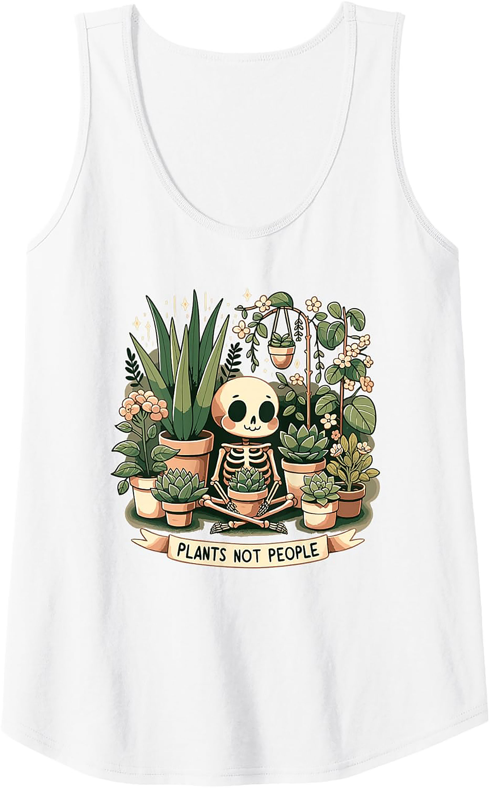 Plants Not People Tank Top | Cute Skeleton Plant Lover Tee