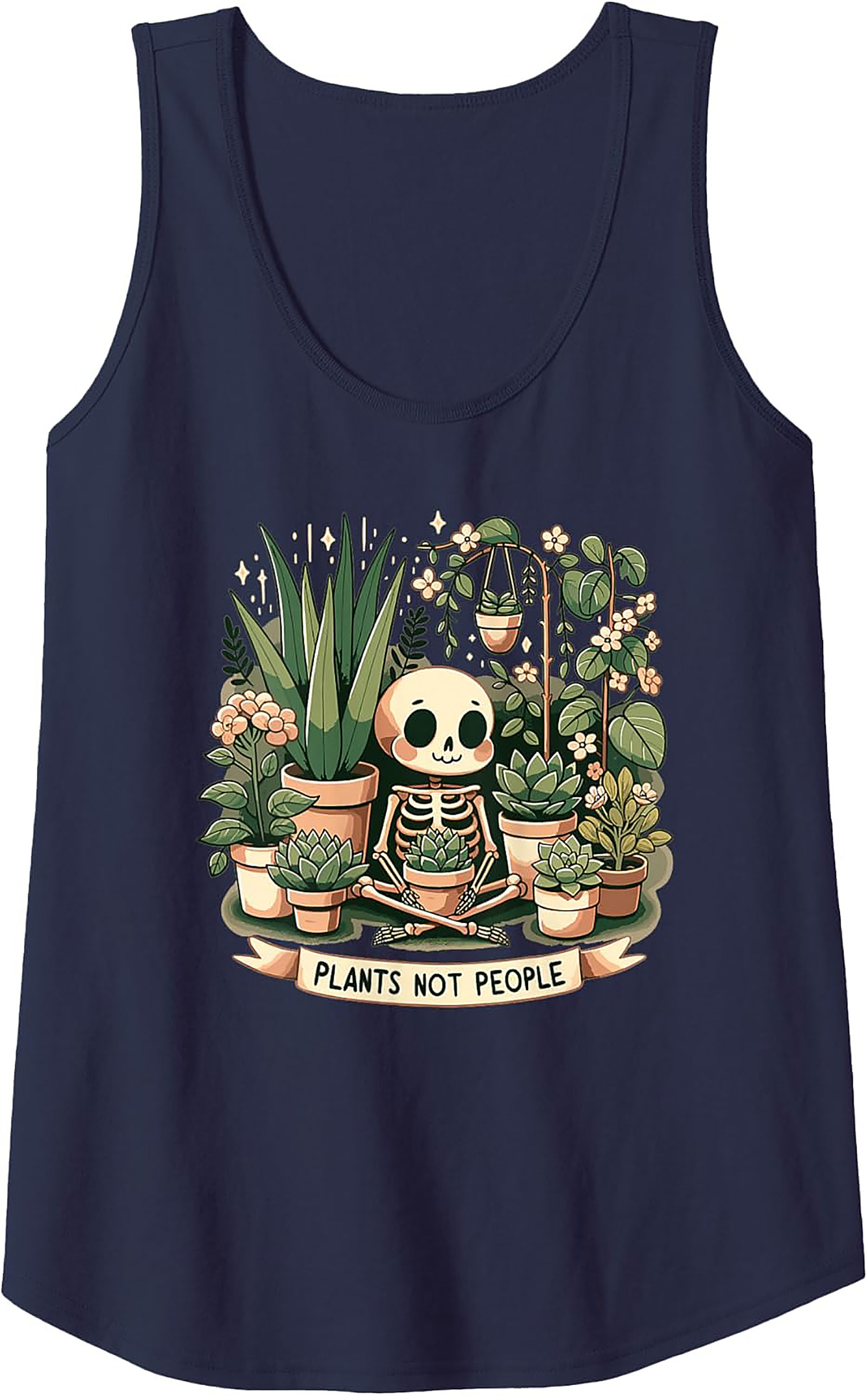 Plants Not People Tank Top | Cute Skeleton Plant Lover Tee
