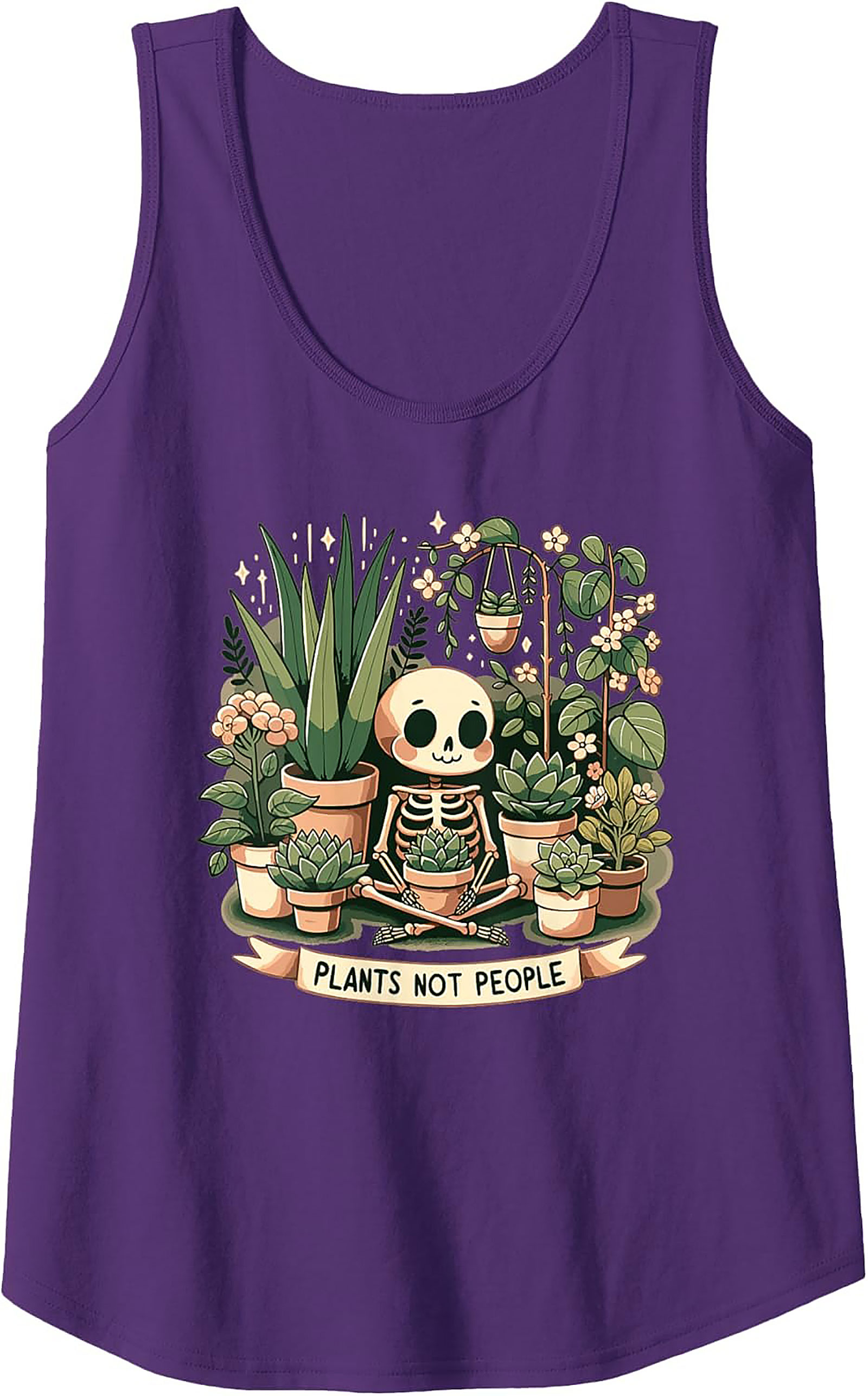 Plants Not People Tank Top | Cute Skeleton Plant Lover Tee