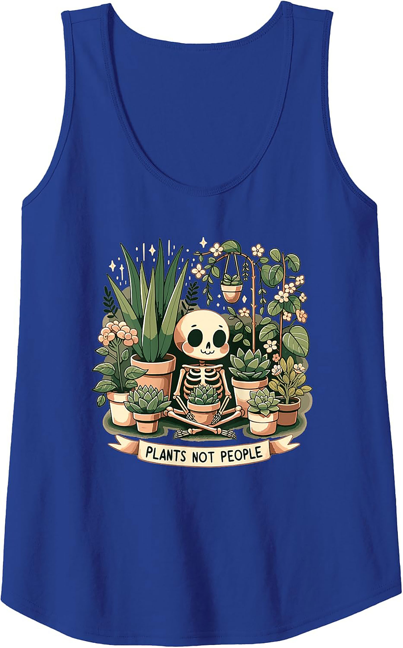 Plants Not People Tank Top | Cute Skeleton Plant Lover Tee