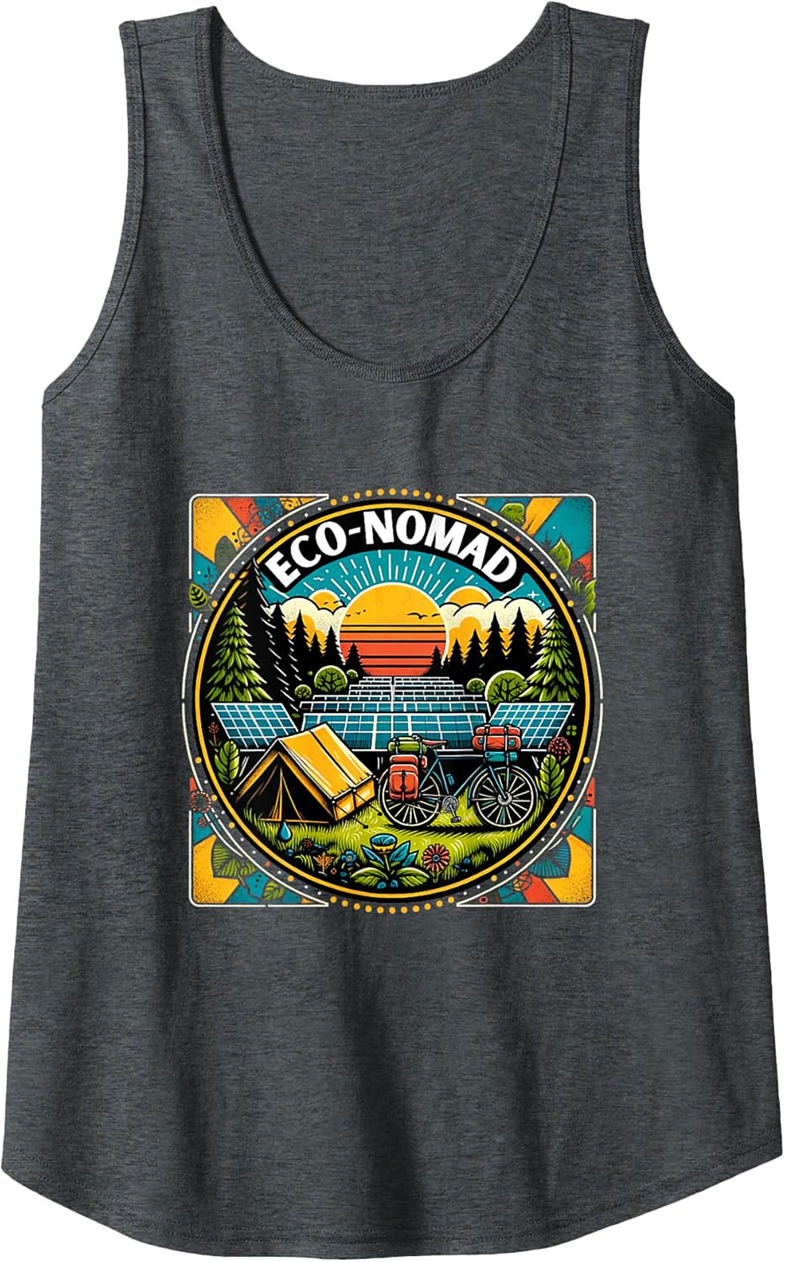 Eco-Nomad Graphic Tank Top – Sustainable Adventure Sleeveless Tee