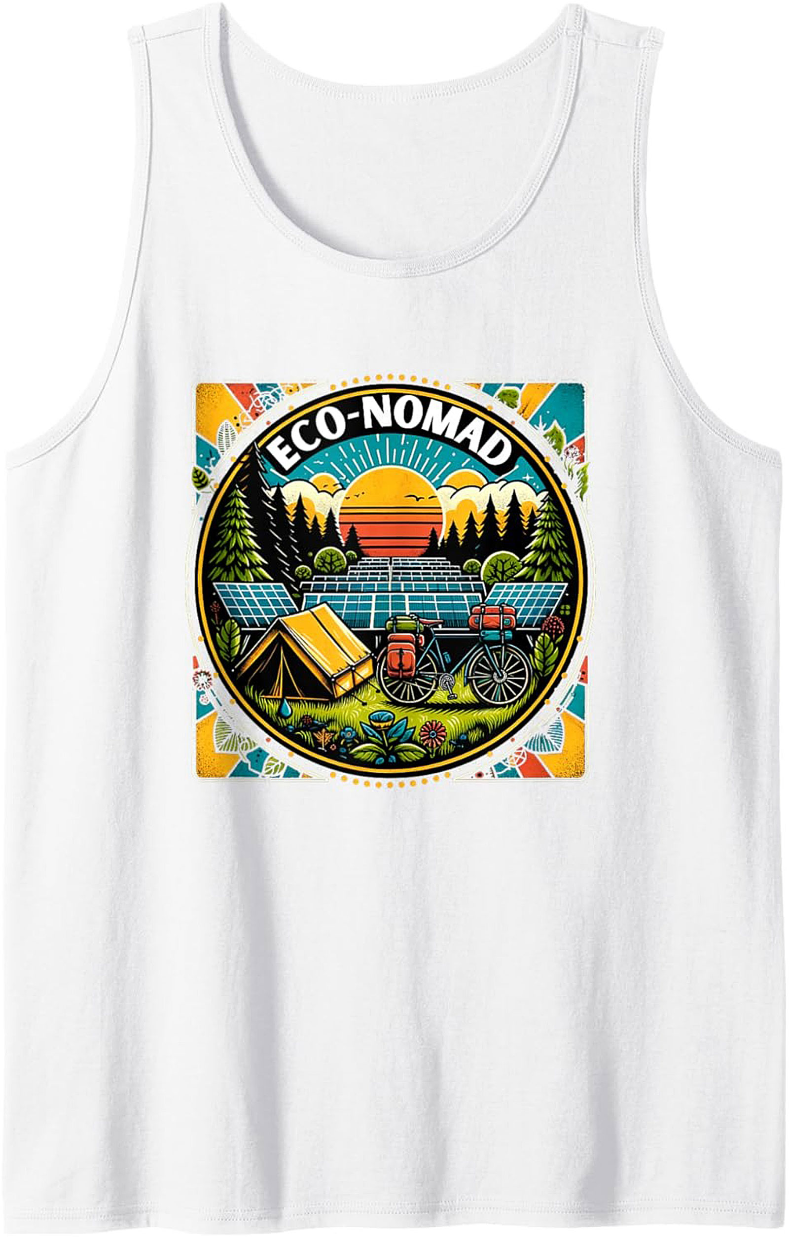 Eco-Nomad Graphic Tank Top – Sustainable Adventure Sleeveless Tee
