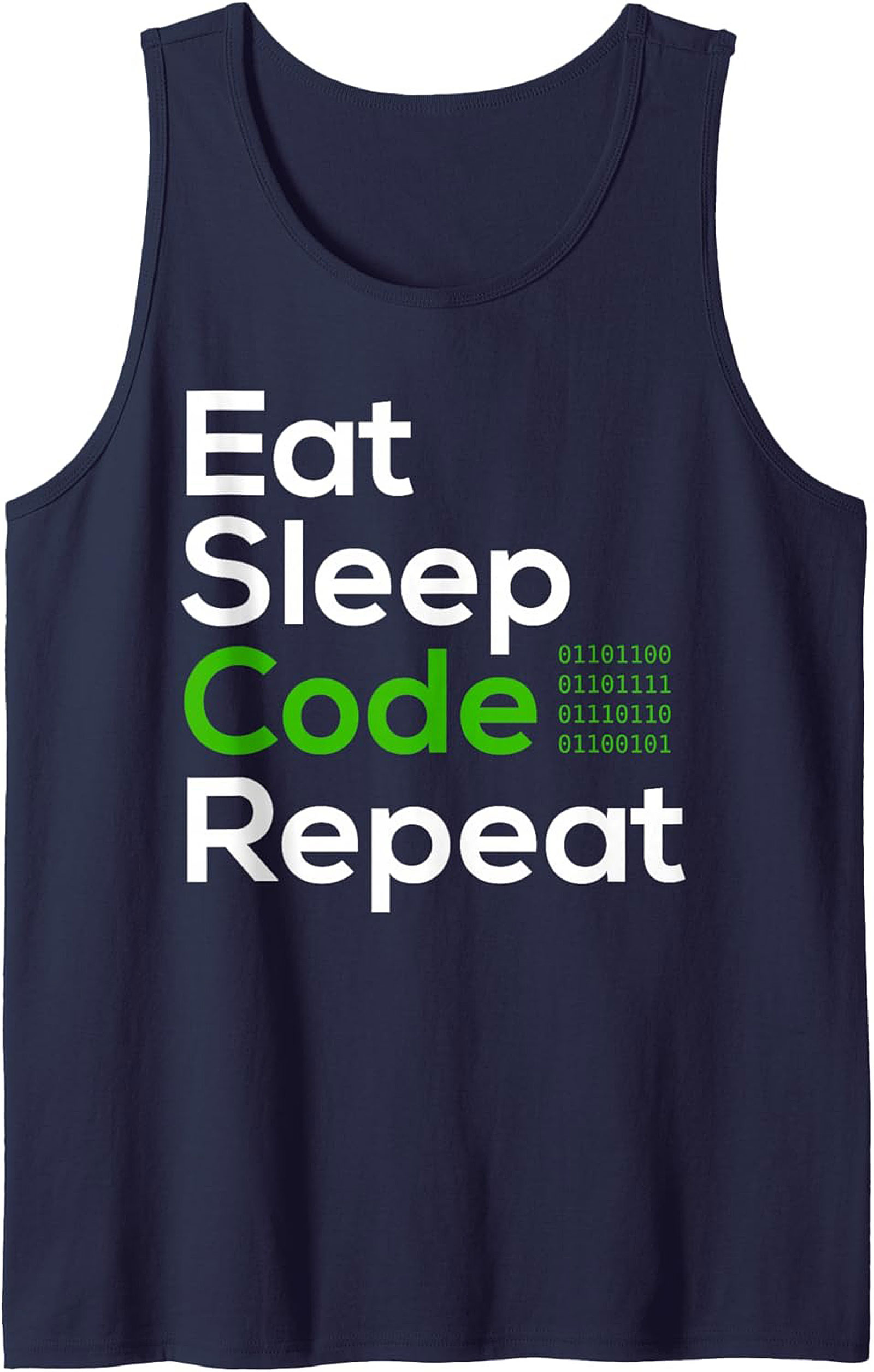 Eat Sleep Code Repeat Tank Top – Funny Programmer Sleeveless Shirt