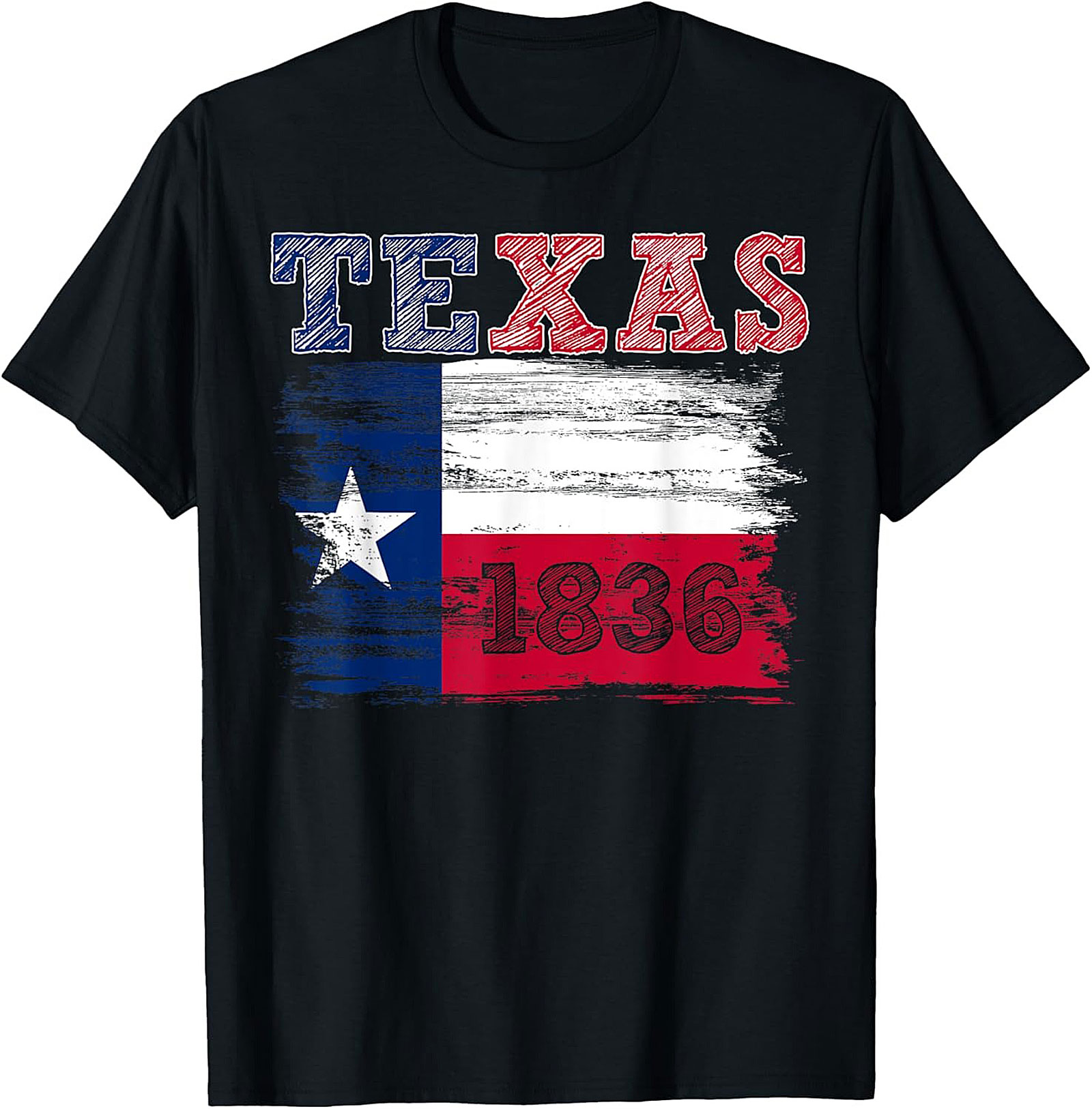 Texas 1836 Flag Graphic Tee | Distressed Texas Pride T-shirt