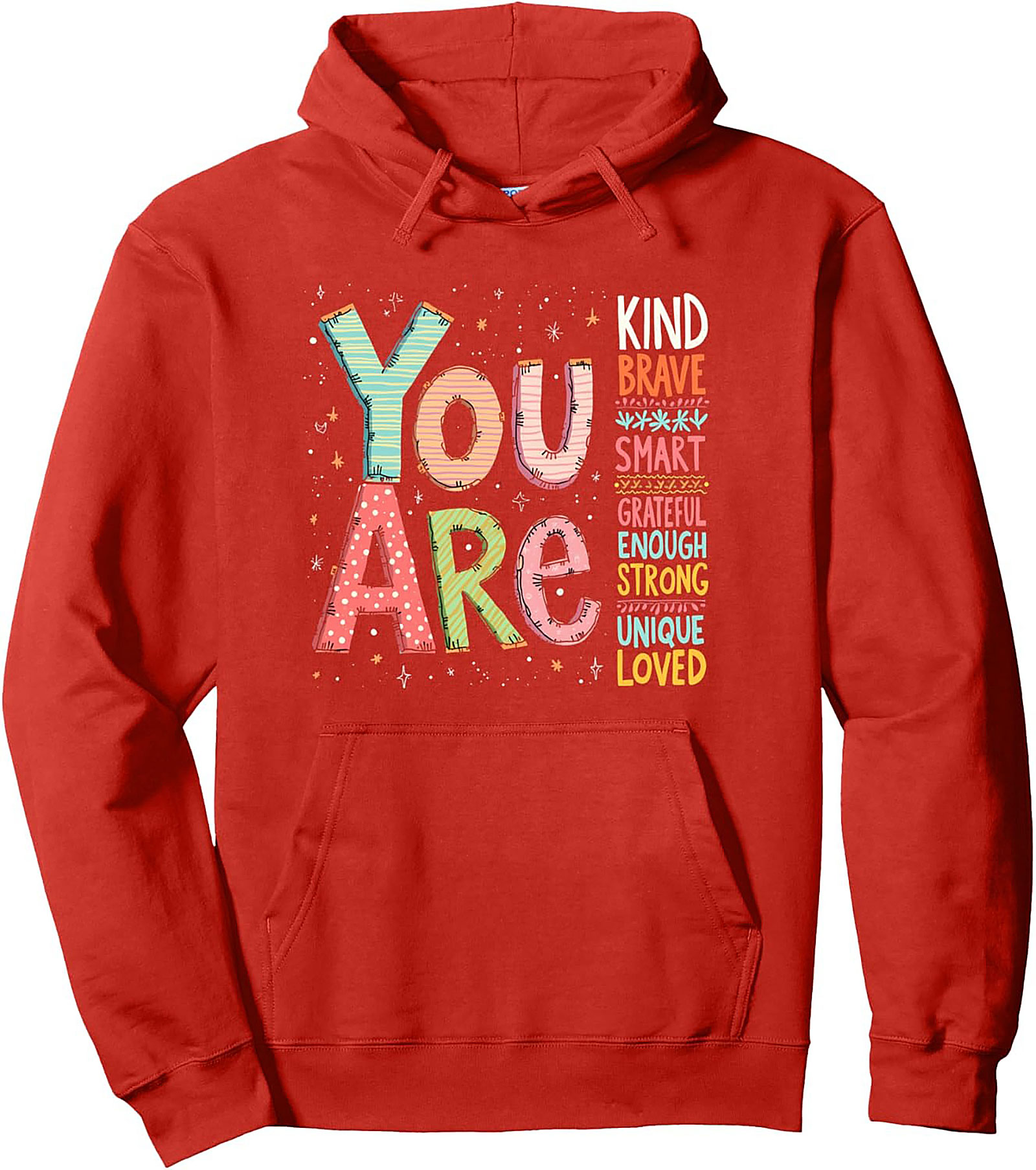  Positive Affirmation Graphic Hoodie Kind Brave Smart Pullover