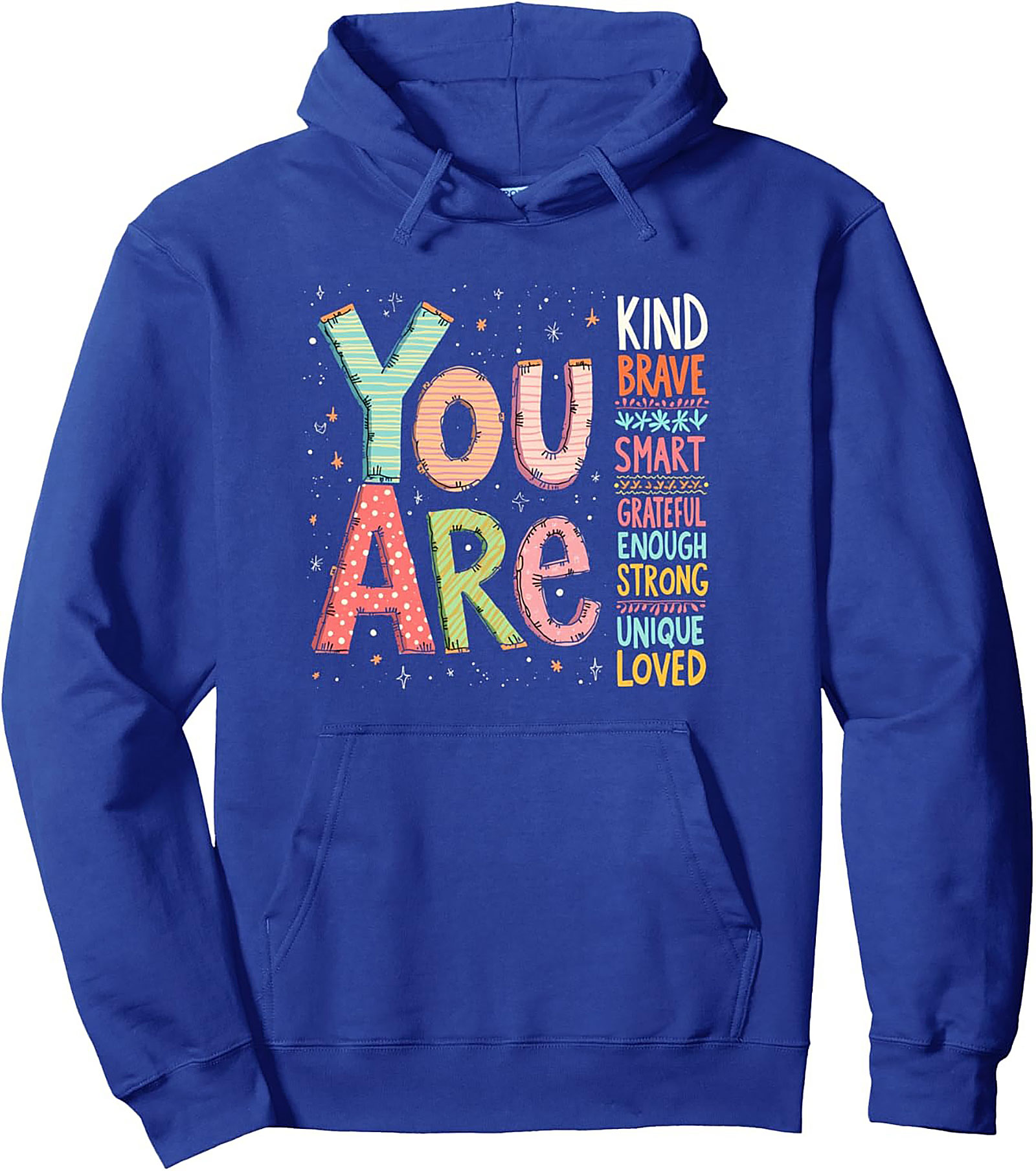  Positive Affirmation Graphic Hoodie Kind Brave Smart Pullover