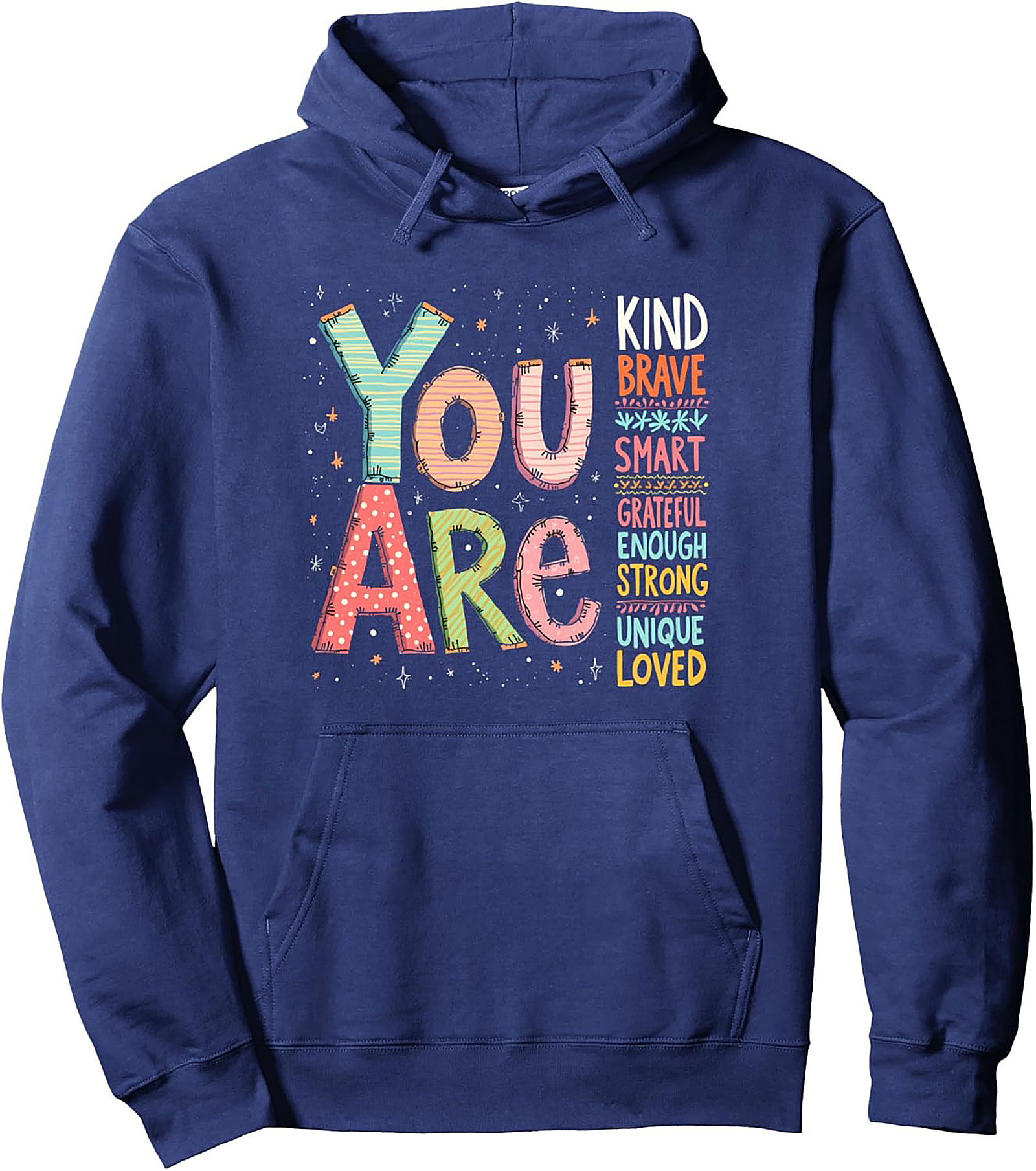  Positive Affirmation Graphic Hoodie Kind Brave Smart Pullover