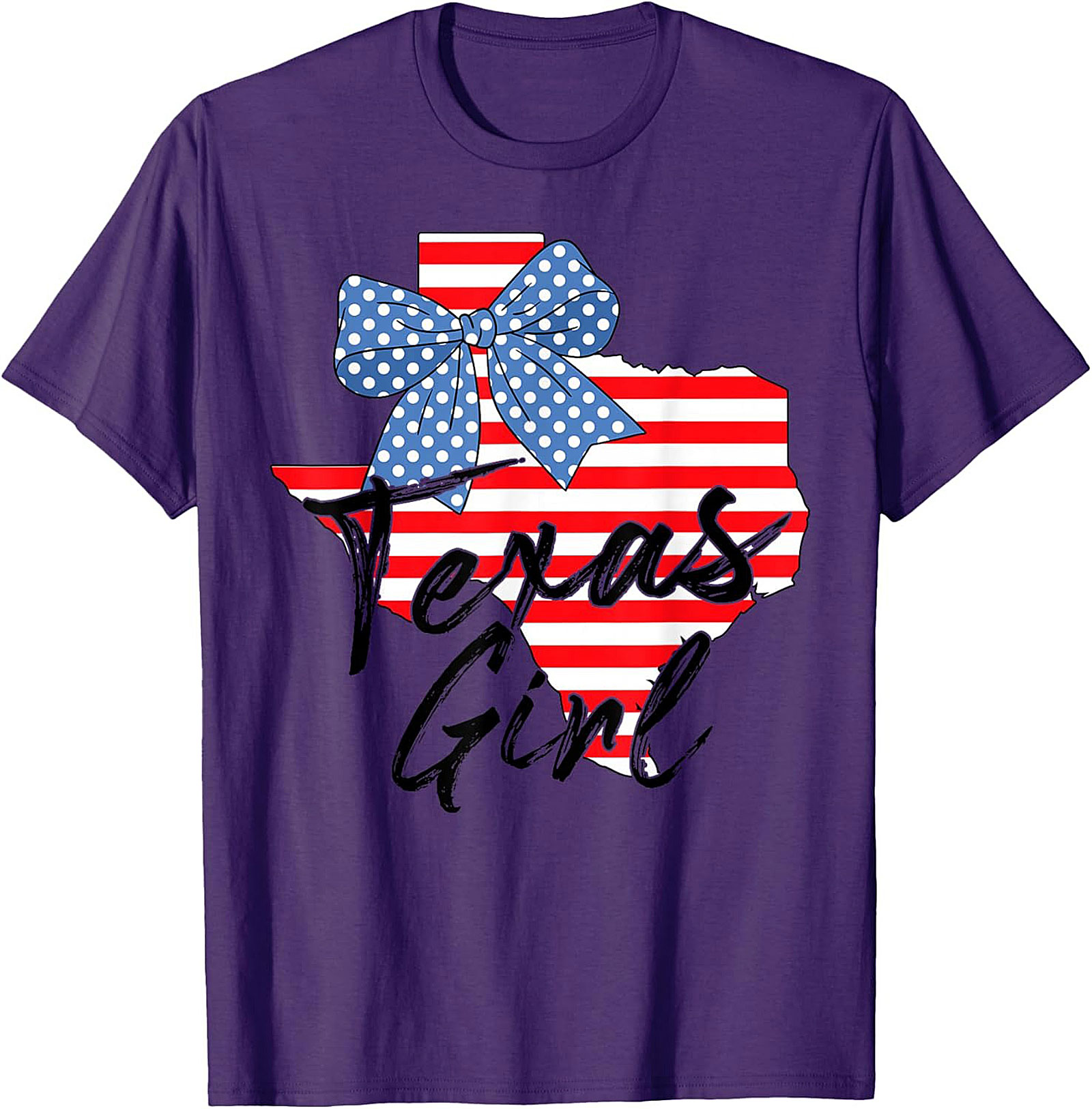 Texas Girl Patriotic Bow Graphic Tee | Soft Cotton Shirt