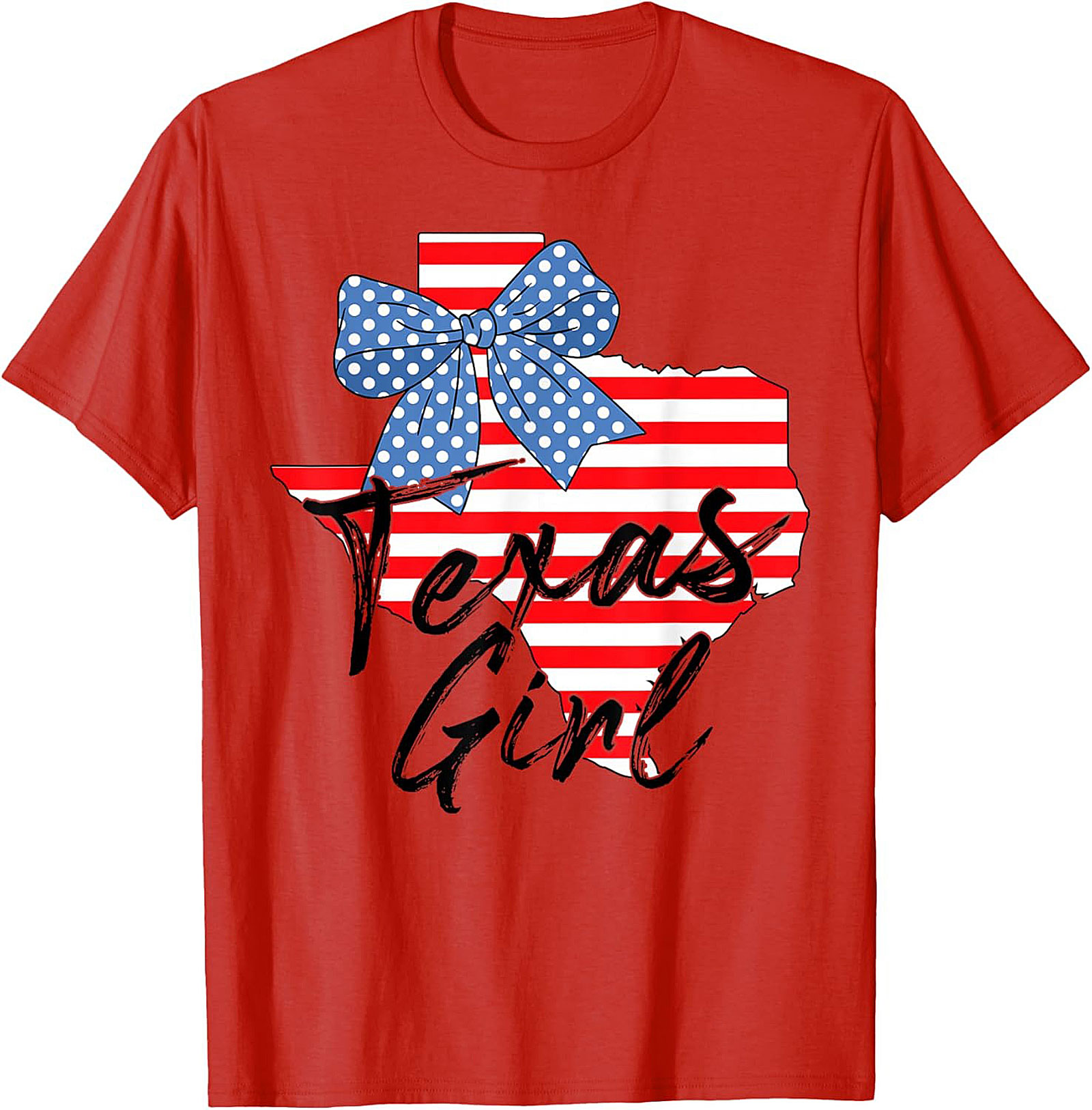 Texas Girl Patriotic Bow Graphic Tee | Soft Cotton Shirt