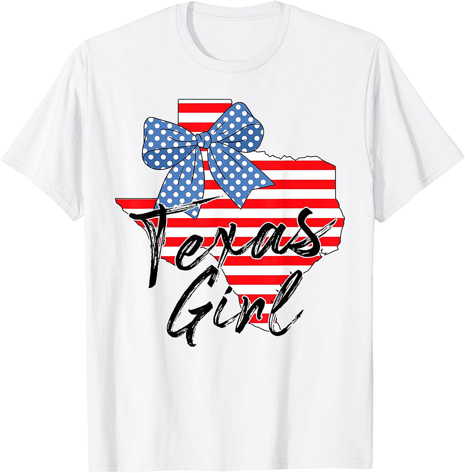 Texas Girl Patriotic Bow Graphic Tee | Soft Cotton Shirt