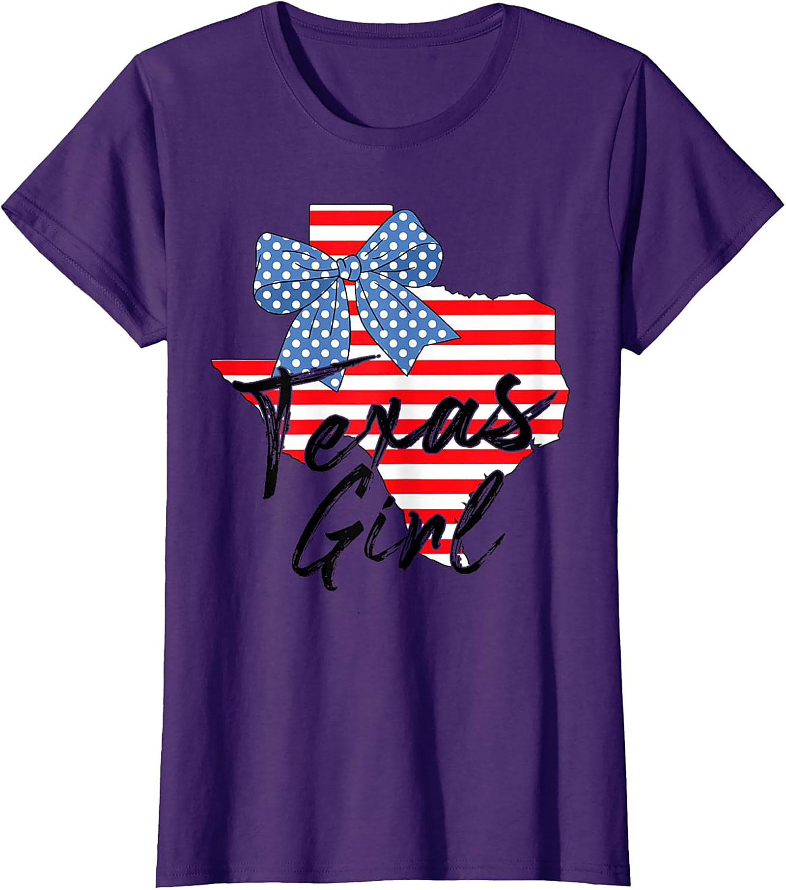 Texas Girl Patriotic Bow Graphic Tee | Soft Cotton Shirt