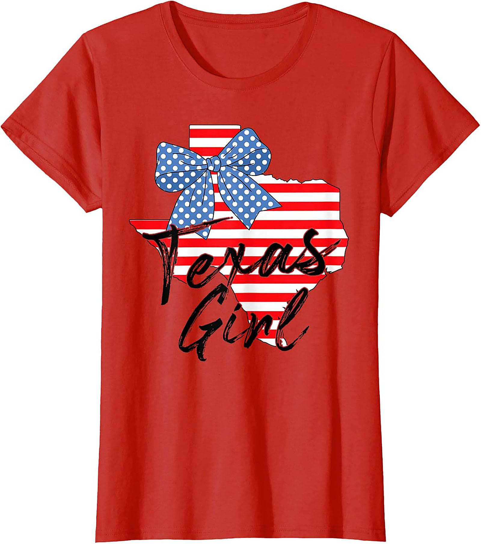 Texas Girl Patriotic Bow Graphic Tee | Soft Cotton Shirt
