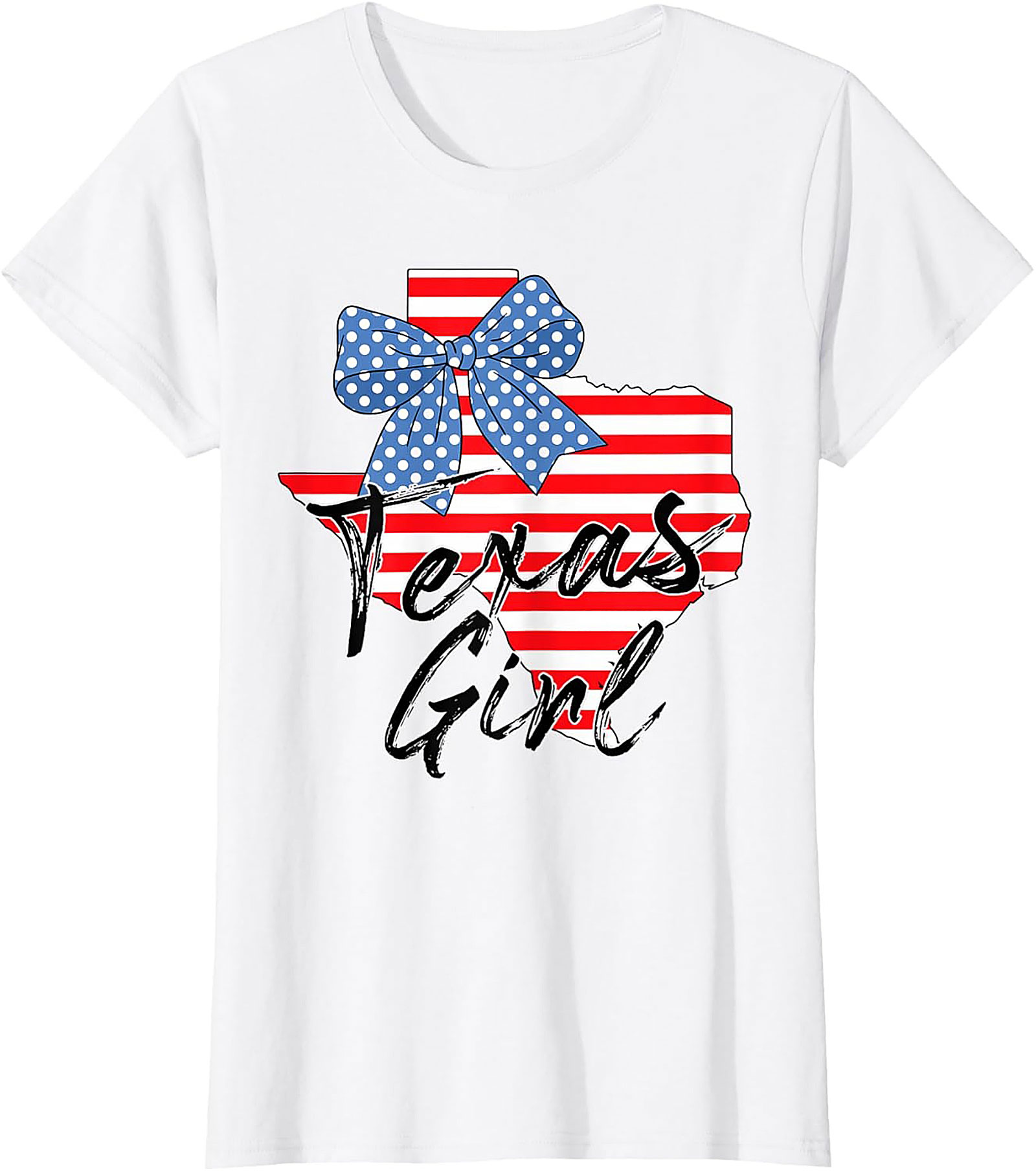 Texas Girl Patriotic Bow Graphic Tee | Soft Cotton Shirt