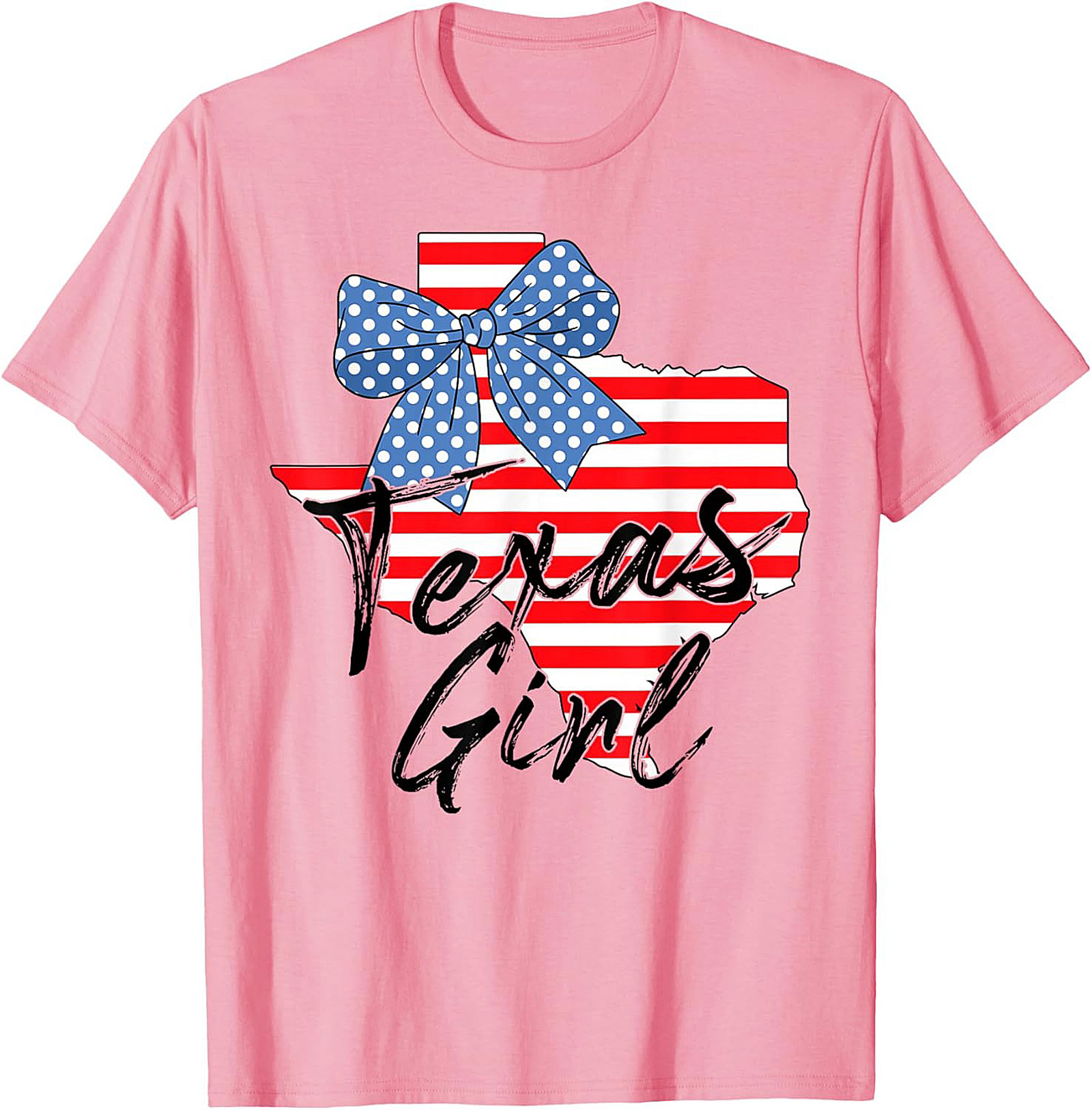 Texas Girl Patriotic Bow Graphic Tee | Soft Cotton Shirt