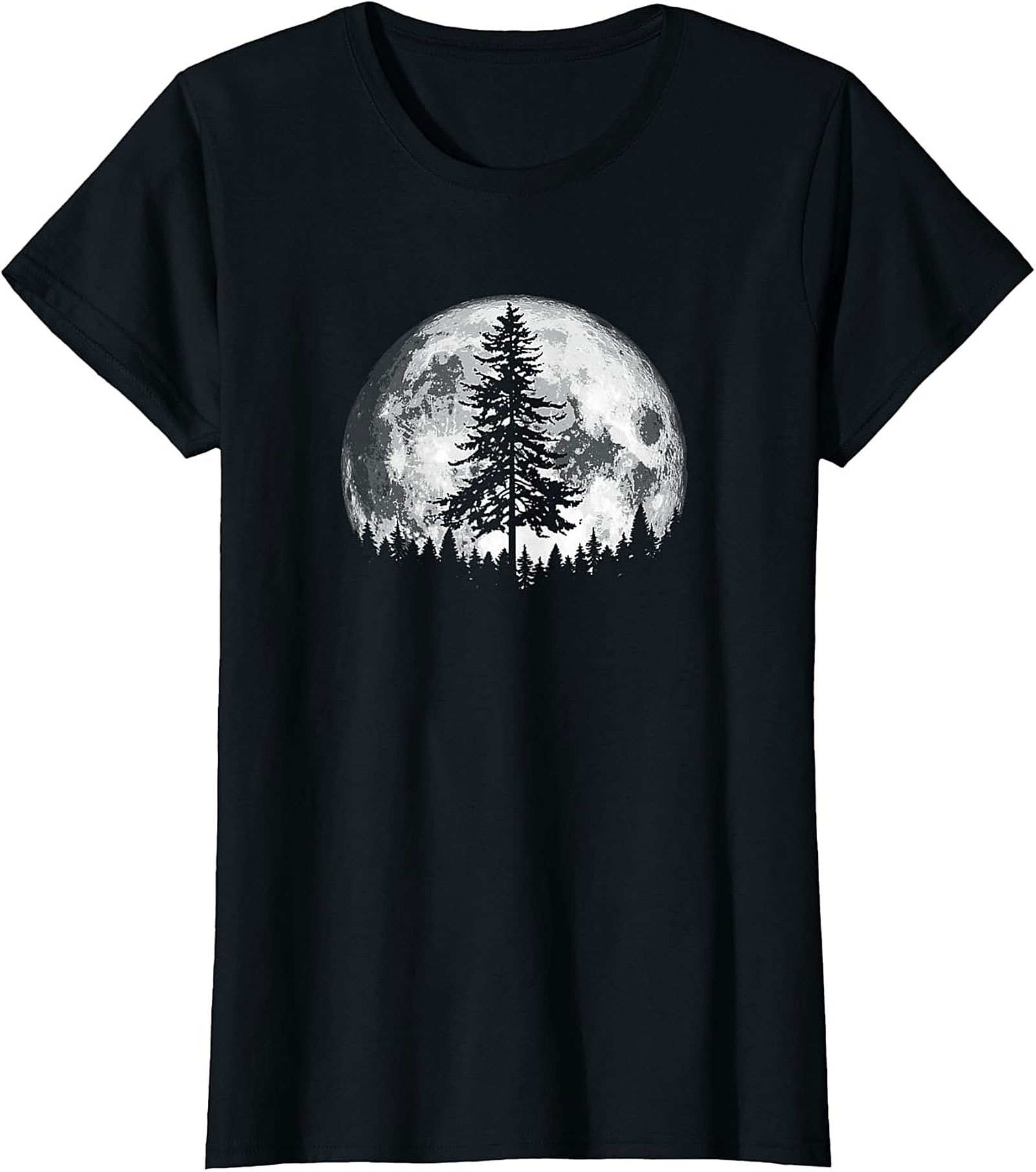 Pine Tree Full Moon Nature Graphic Tee