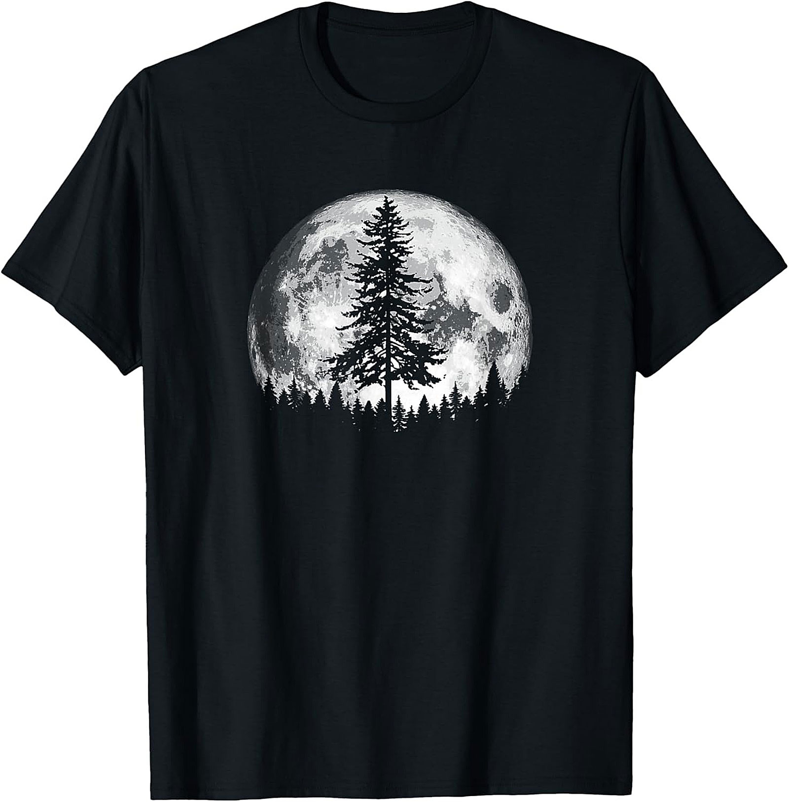 Pine Tree Full Moon Nature Graphic Tee