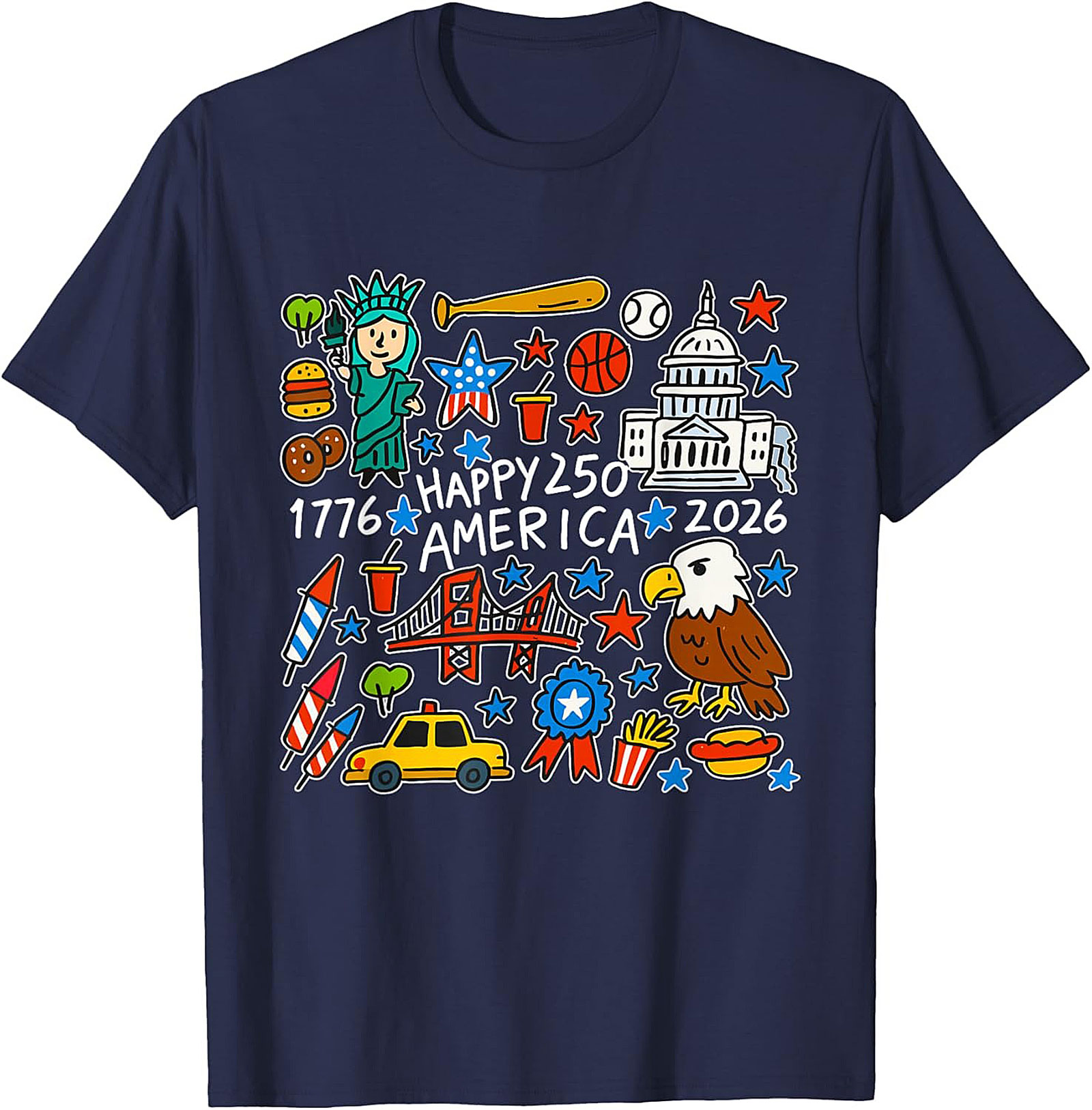 Happy 250 America T-Shirt | 1776-2026 USA Anniversary Tee