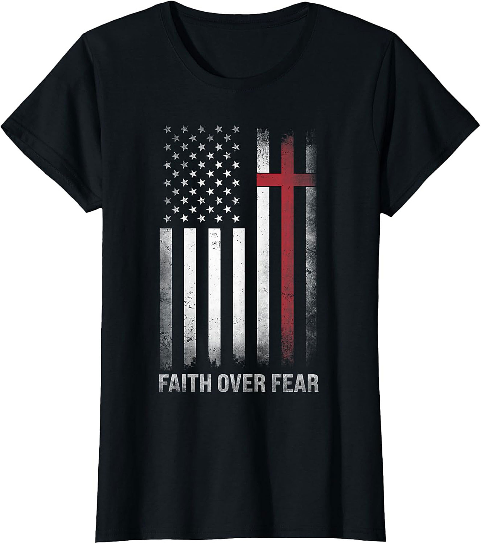 Faith Over Fear American Flag Christian T-shirt