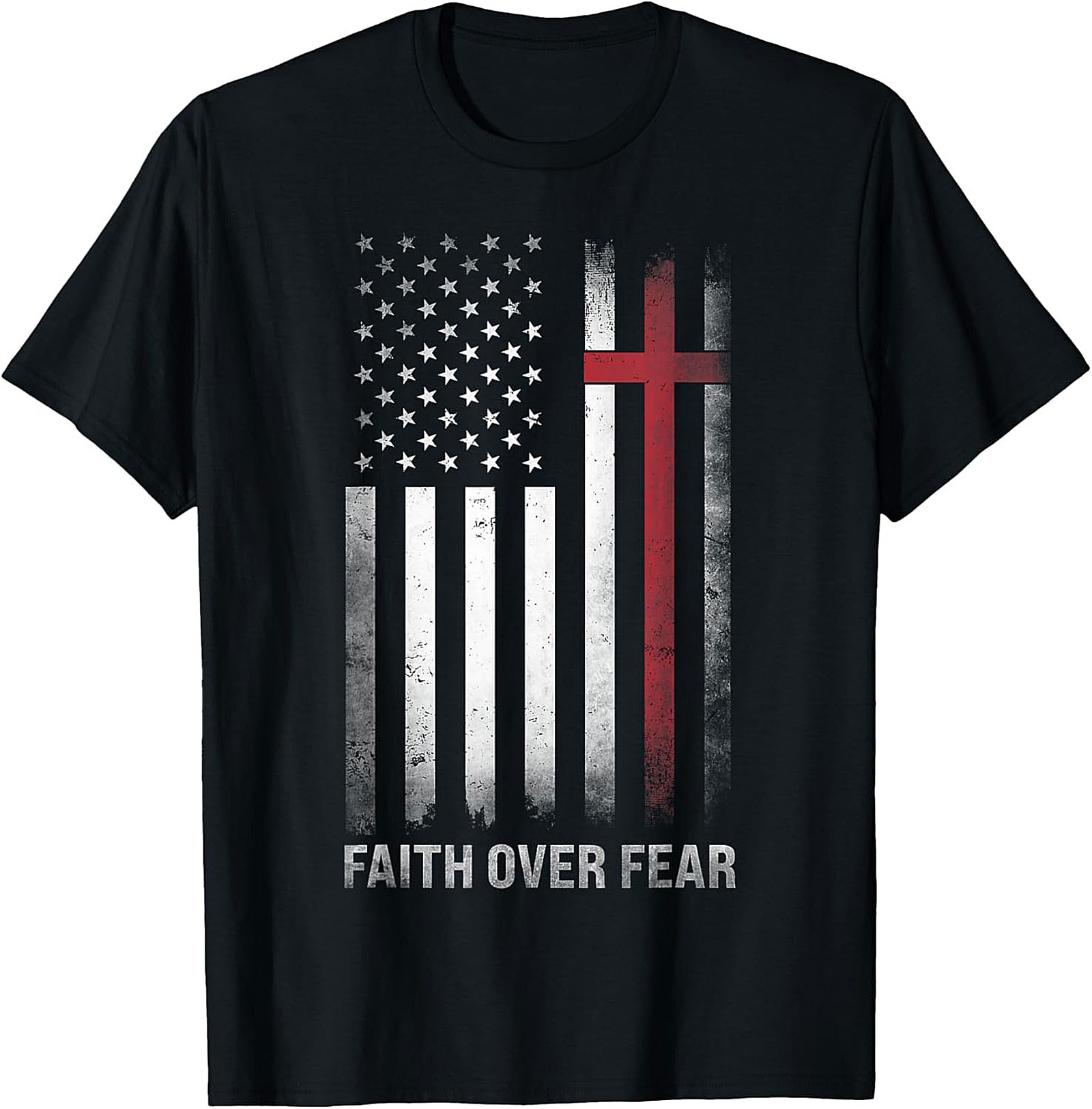 Faith Over Fear American Flag Christian T-shirt