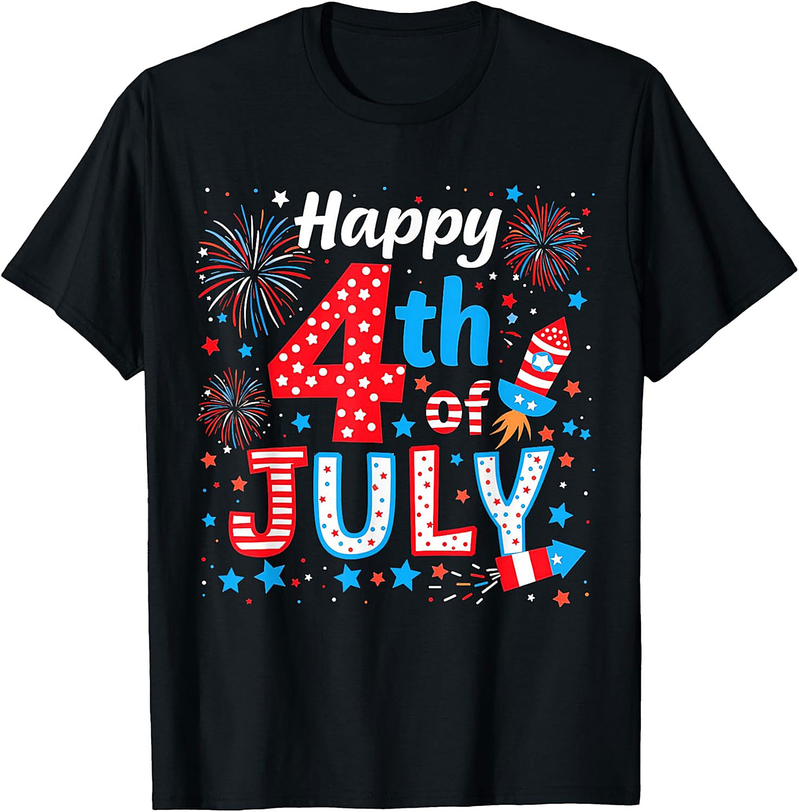 Happy 4th of July T-shirt | Patriotic Fireworks Graphic Tee