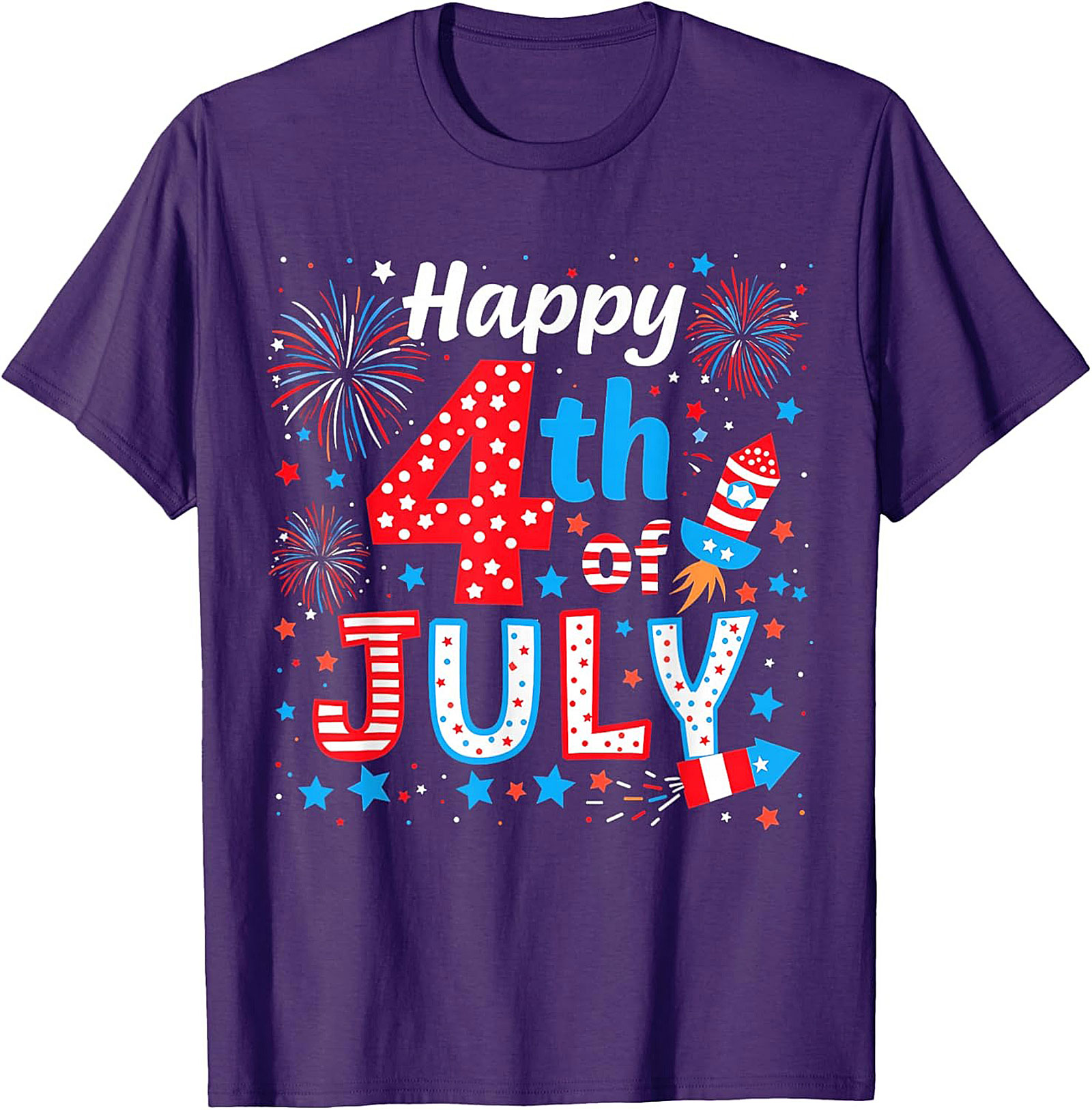 Happy 4th of July T-shirt | Patriotic Fireworks Graphic Tee