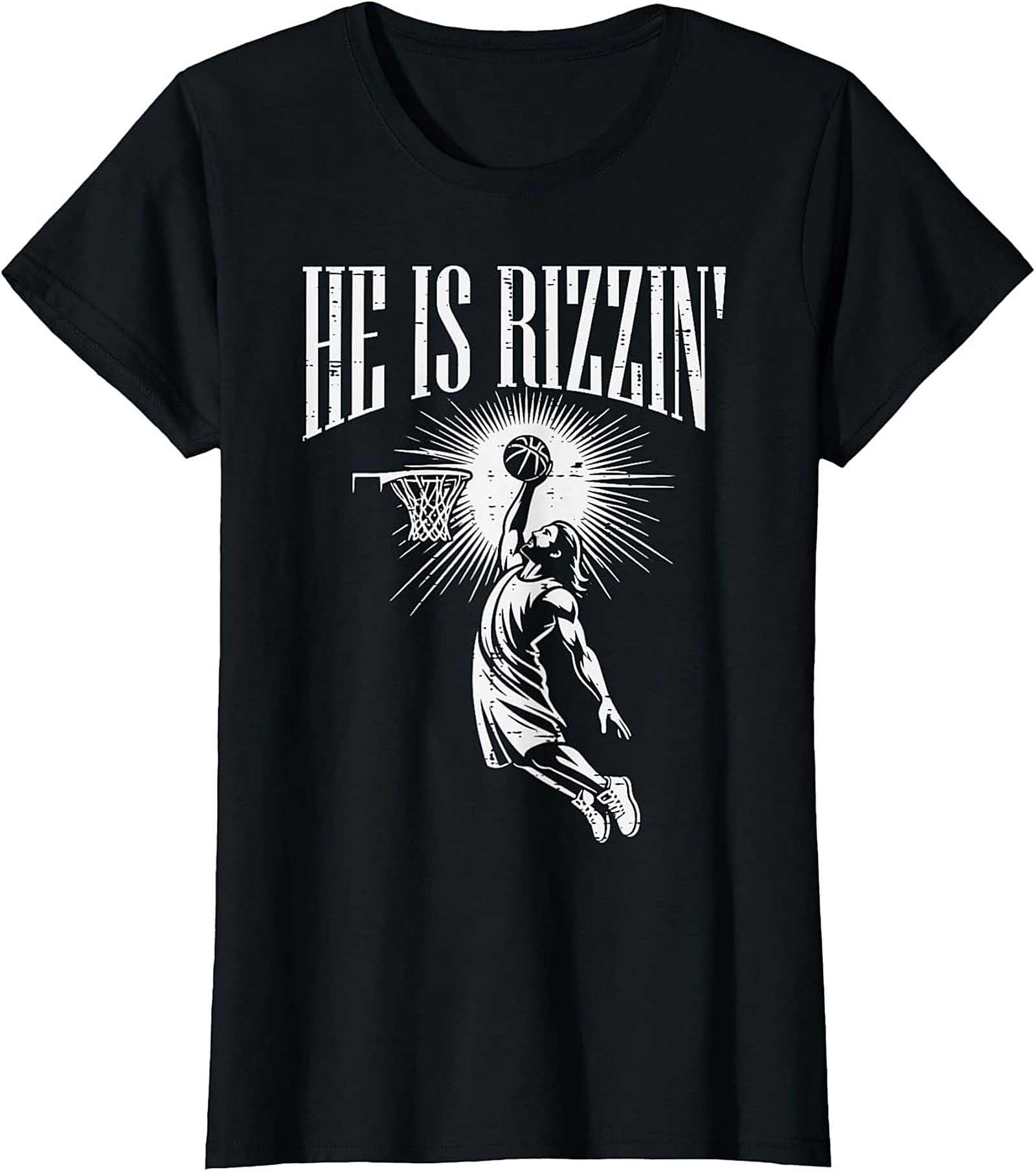 He Is Rizzin Funny Christian Basketball T-Shirt
