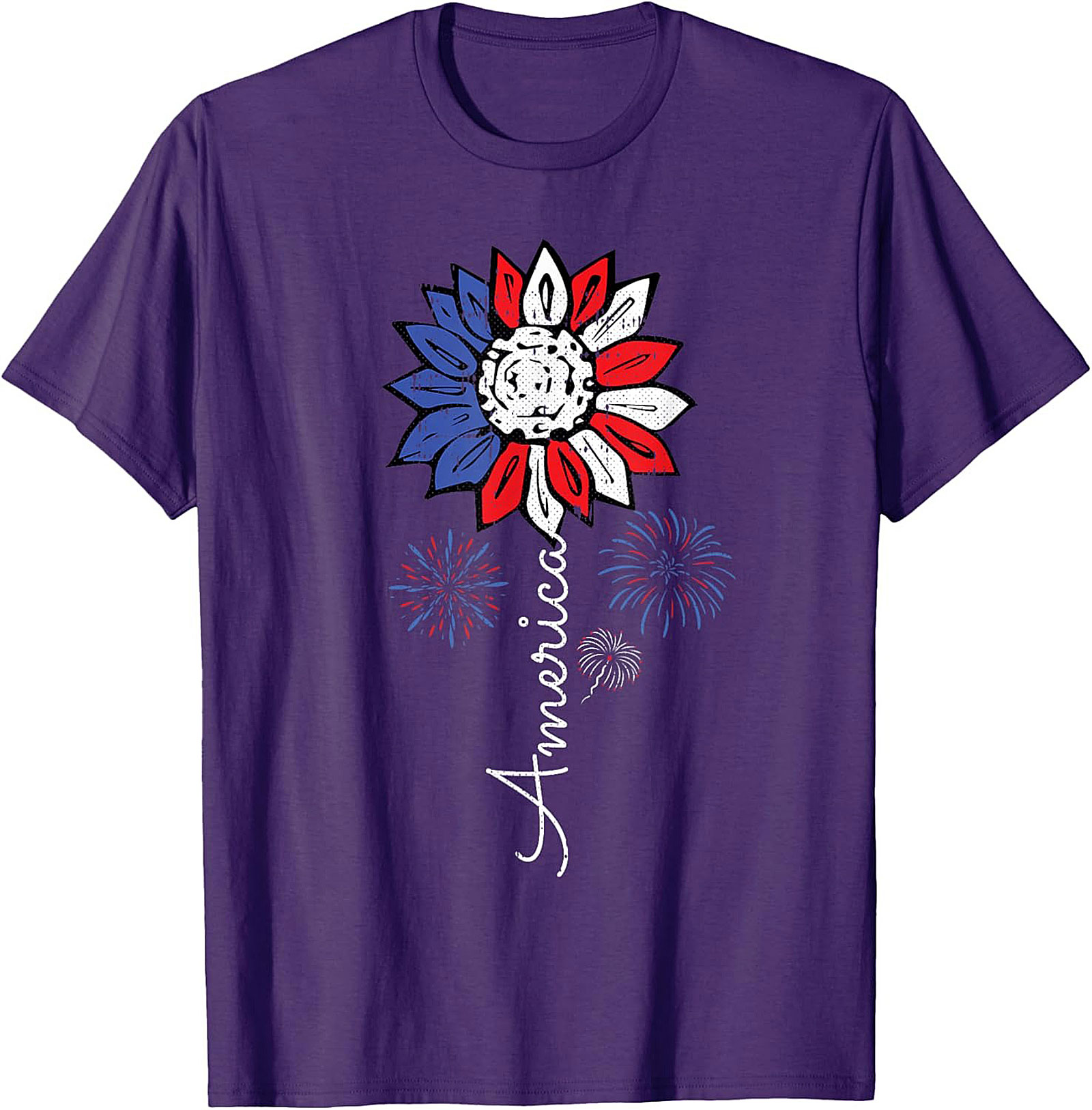 Patriotic Sunflower America T-Shirt - Red White & Blue Tee