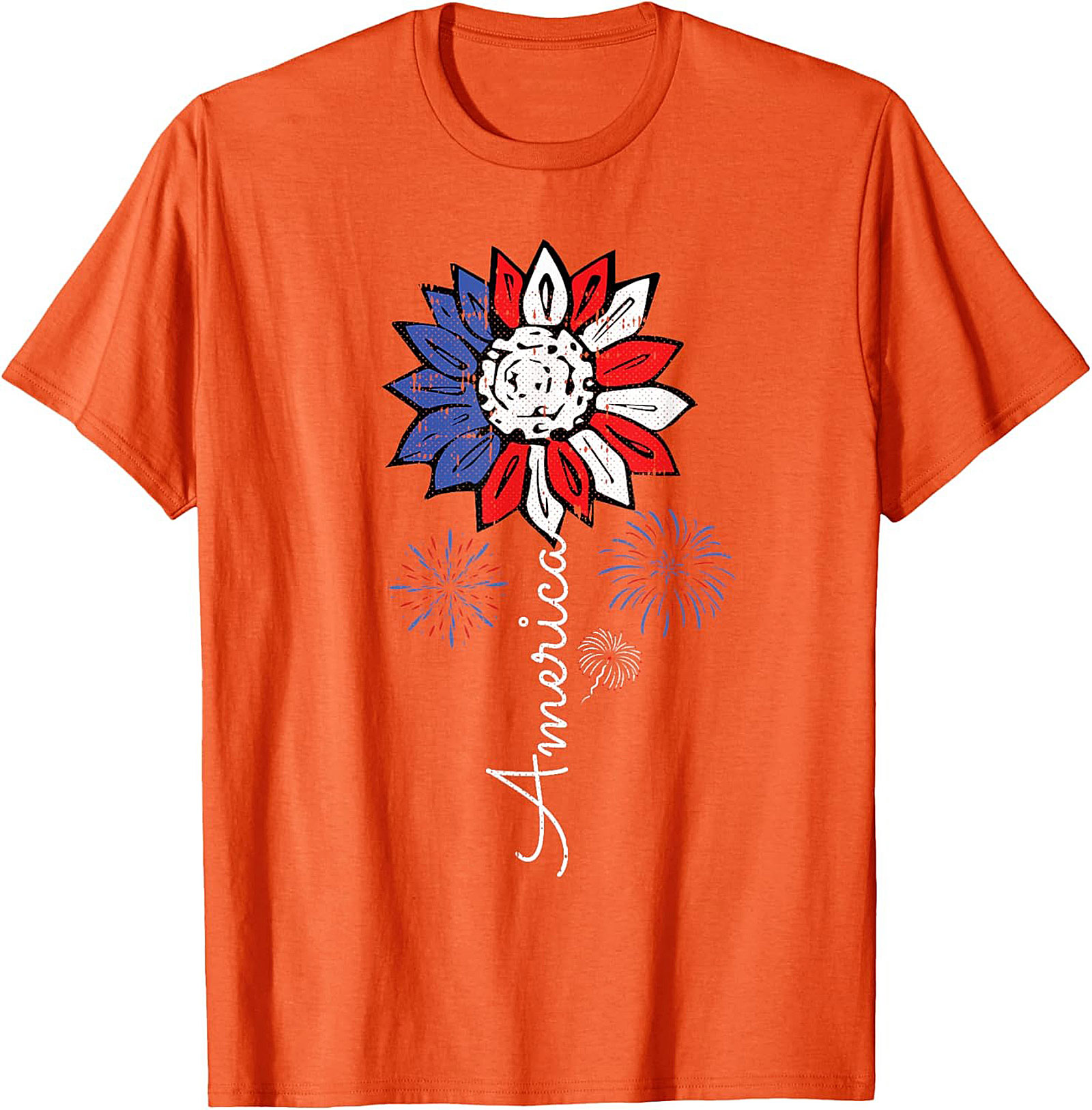 Patriotic Sunflower America T-Shirt - Red White & Blue Tee