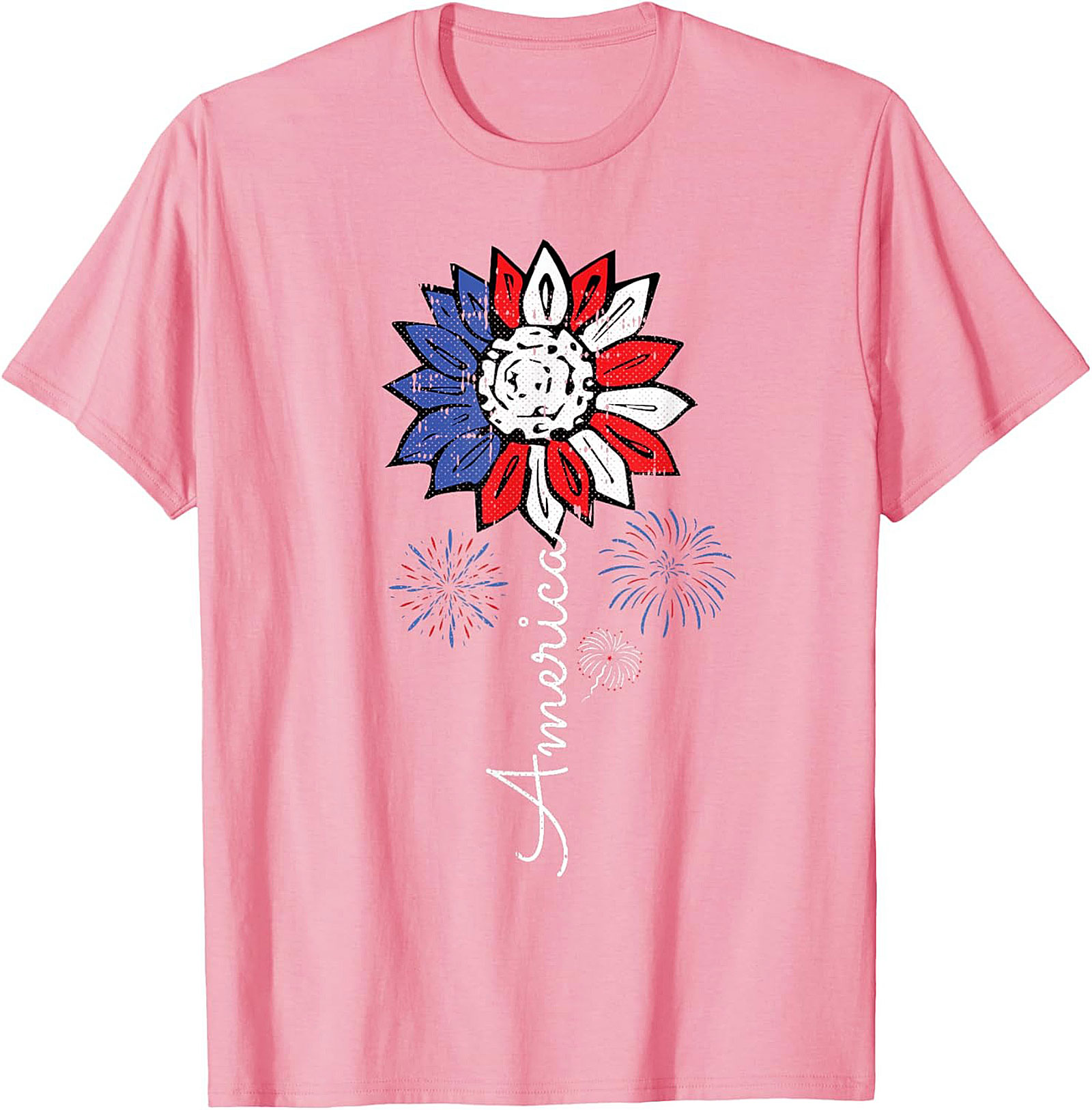 Patriotic Sunflower America T-Shirt - Red White & Blue Tee