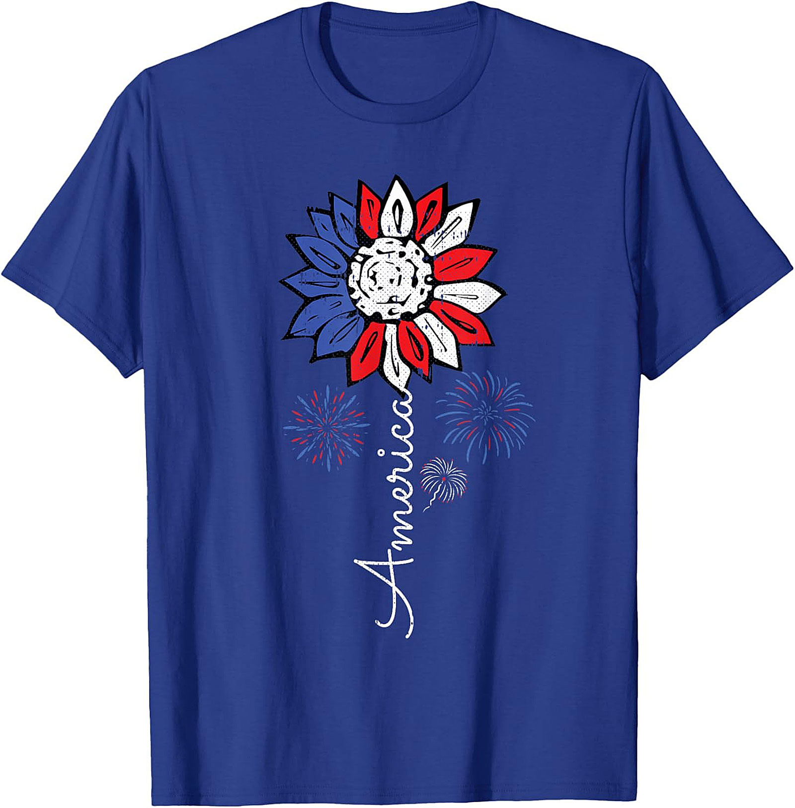 Patriotic Sunflower America T-Shirt - Red White & Blue Tee