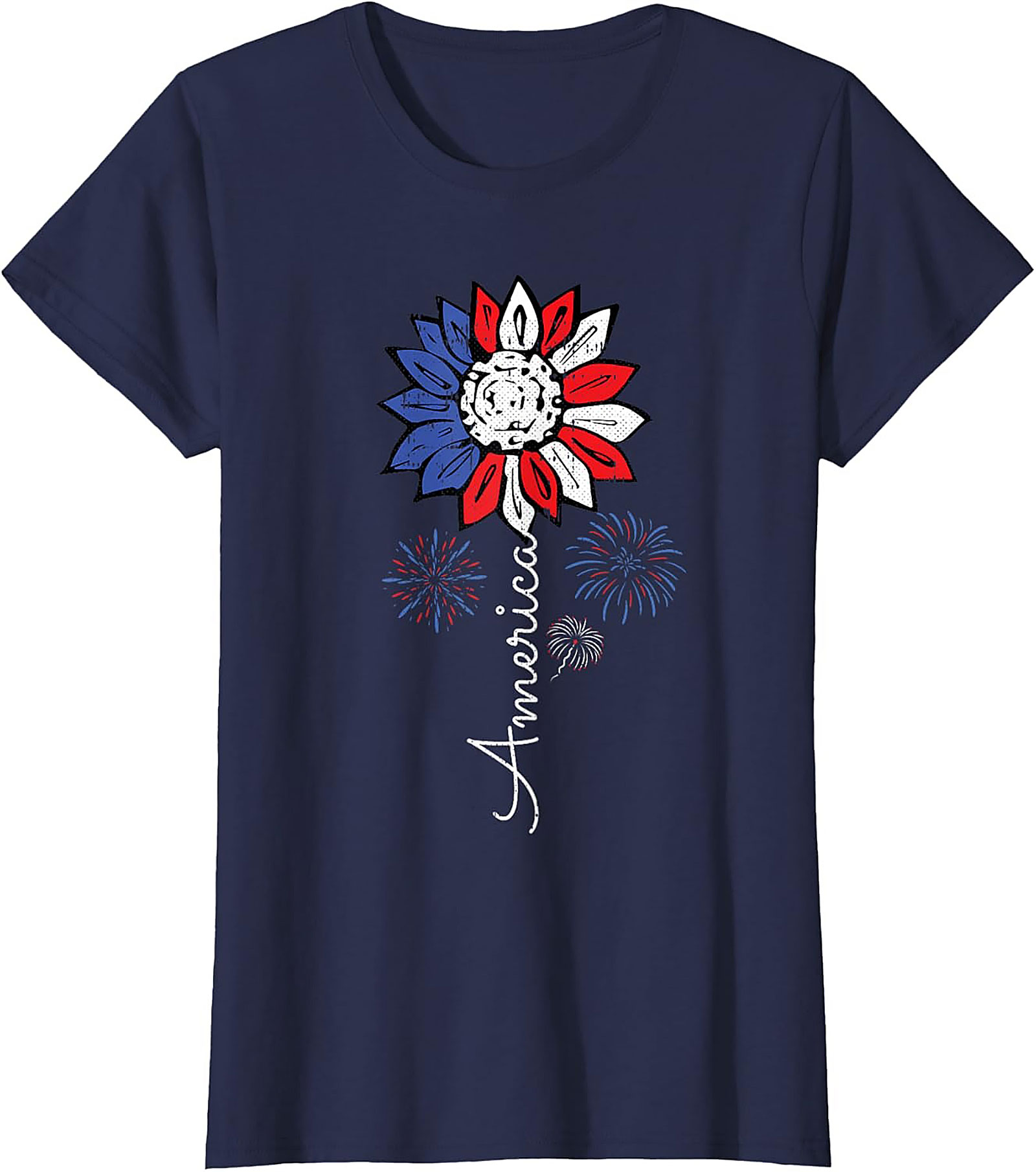 Patriotic Sunflower America T-Shirt - Red White & Blue Tee