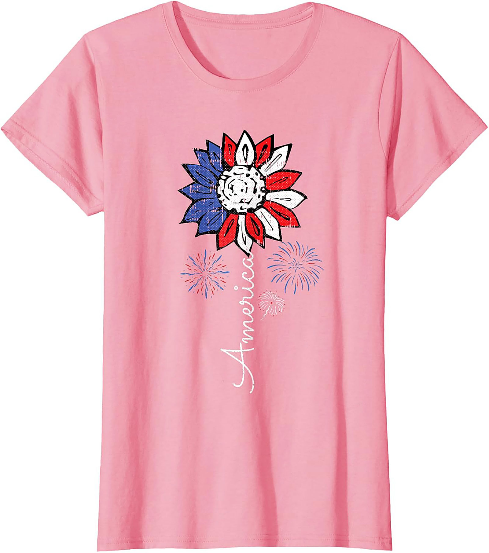 Patriotic Sunflower America T-Shirt - Red White & Blue Tee