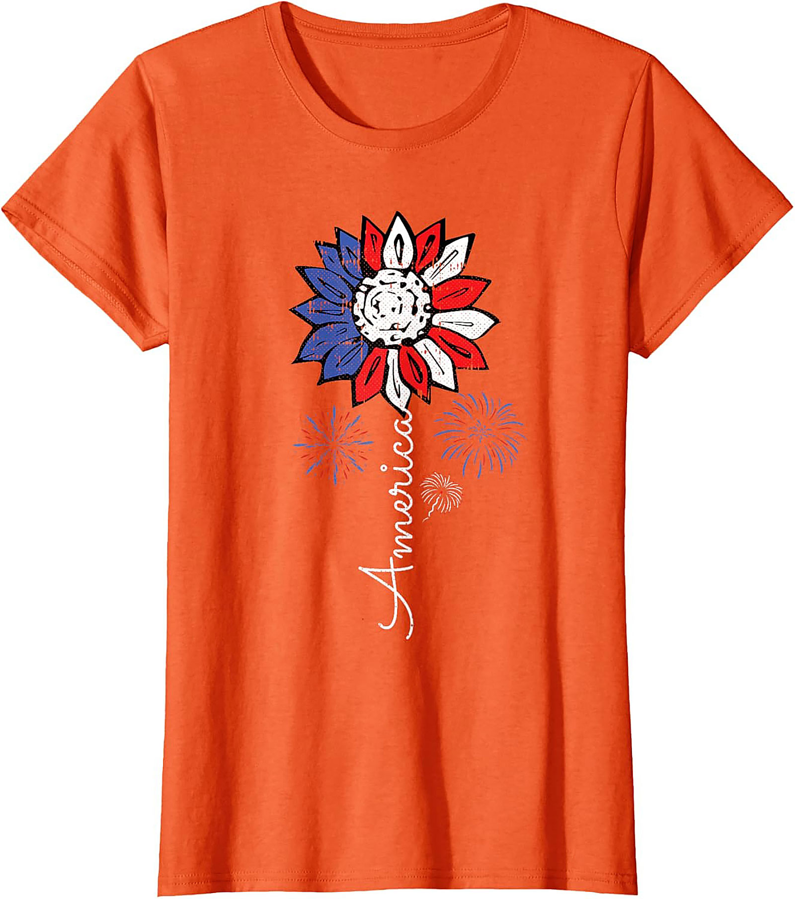 Patriotic Sunflower America T-Shirt - Red White & Blue Tee