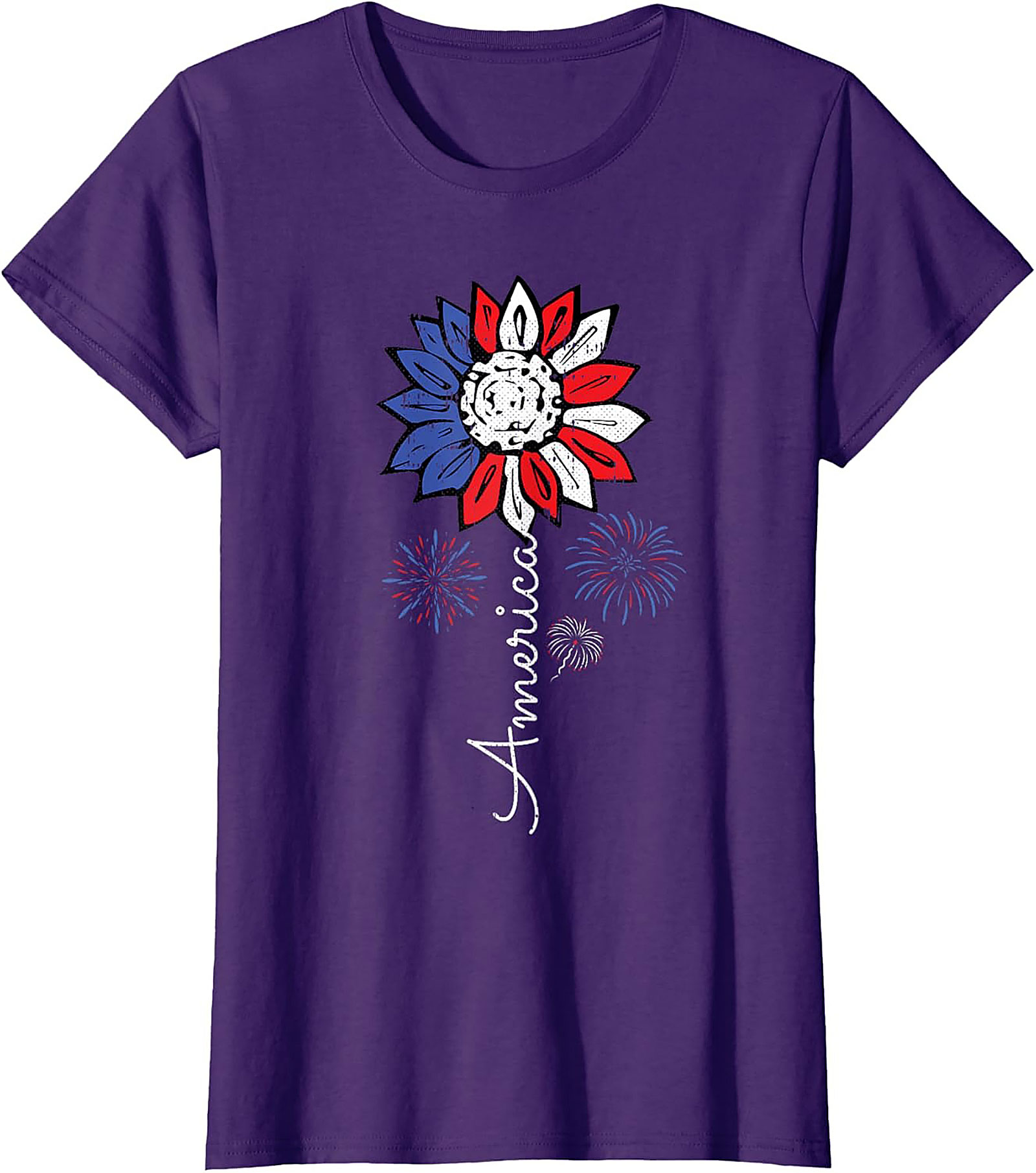 Patriotic Sunflower America T-Shirt - Red White & Blue Tee