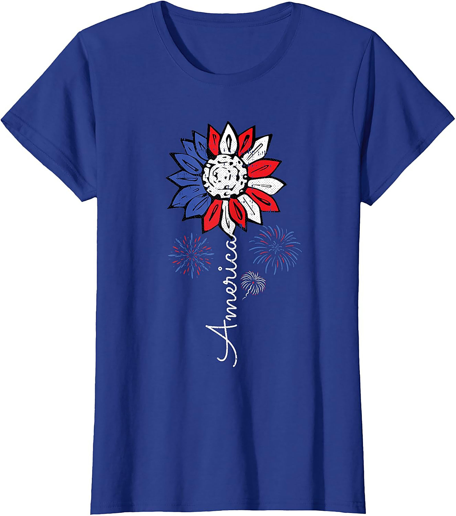 Patriotic Sunflower America T-Shirt - Red White & Blue Tee