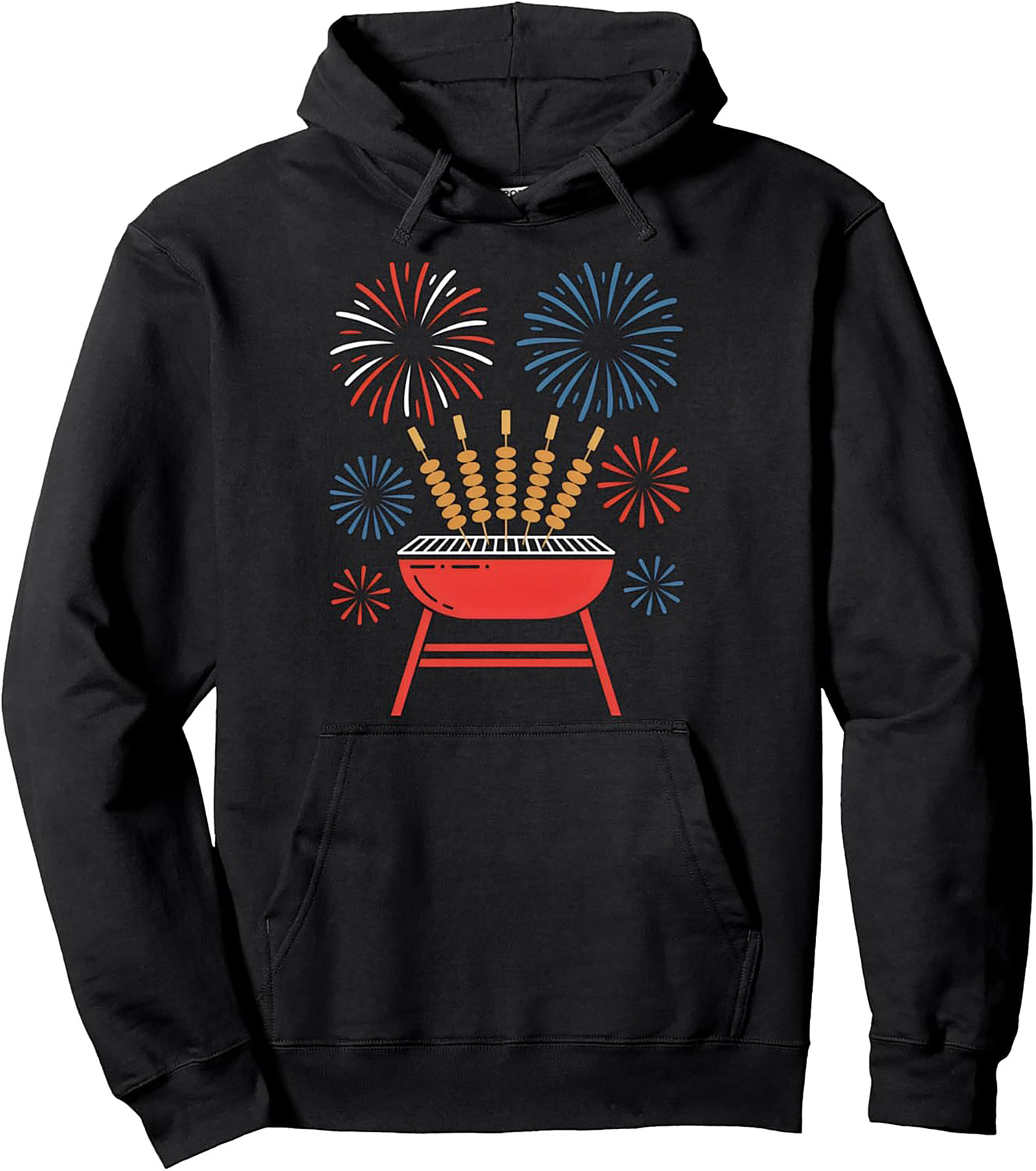 Patriotic BBQ Fireworks Graphic Hoodie - Cozy Unisex Pullover
