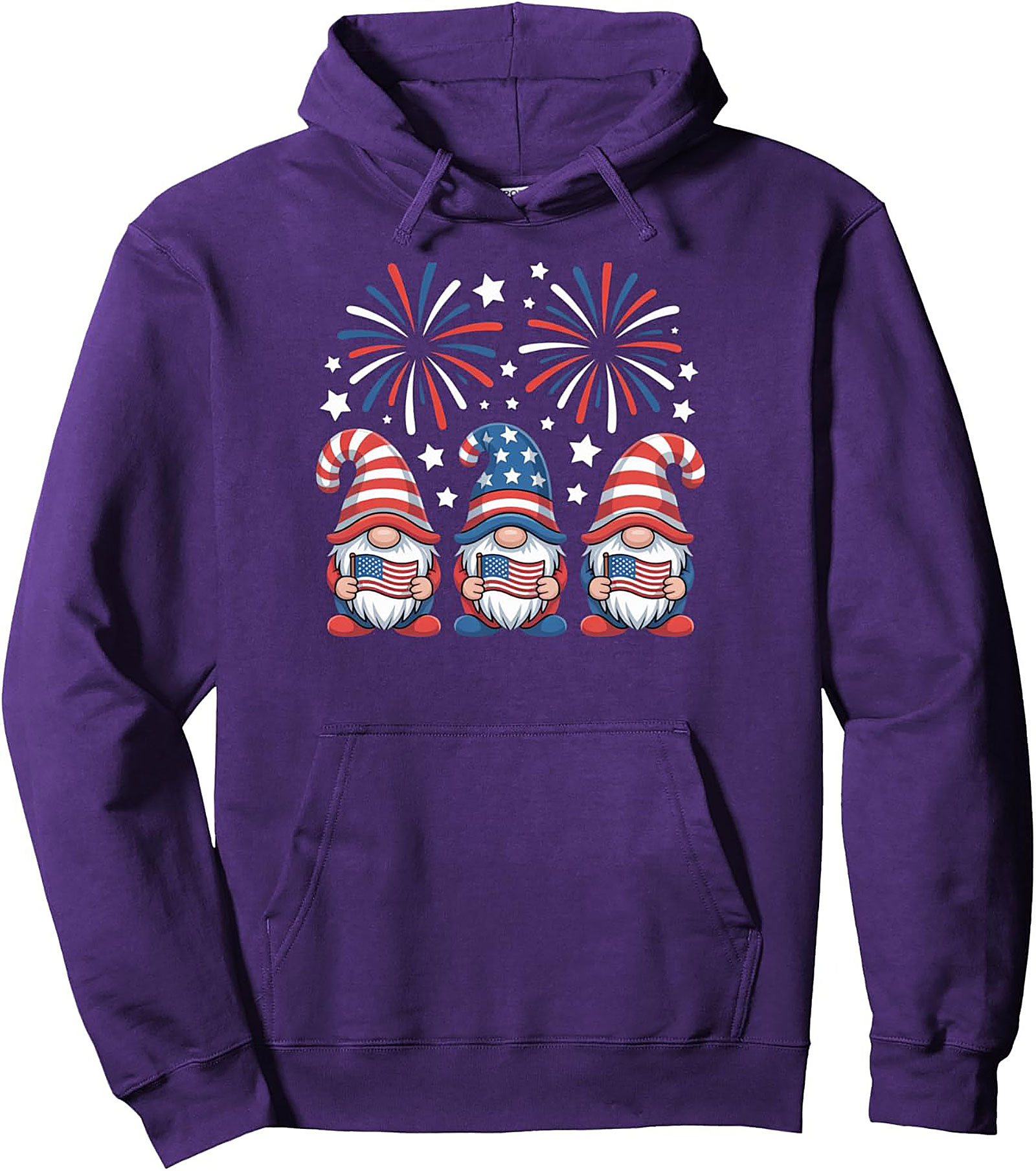 Patriotic Gnomes 4th of July Pullover Hoodie | Cozy Fit