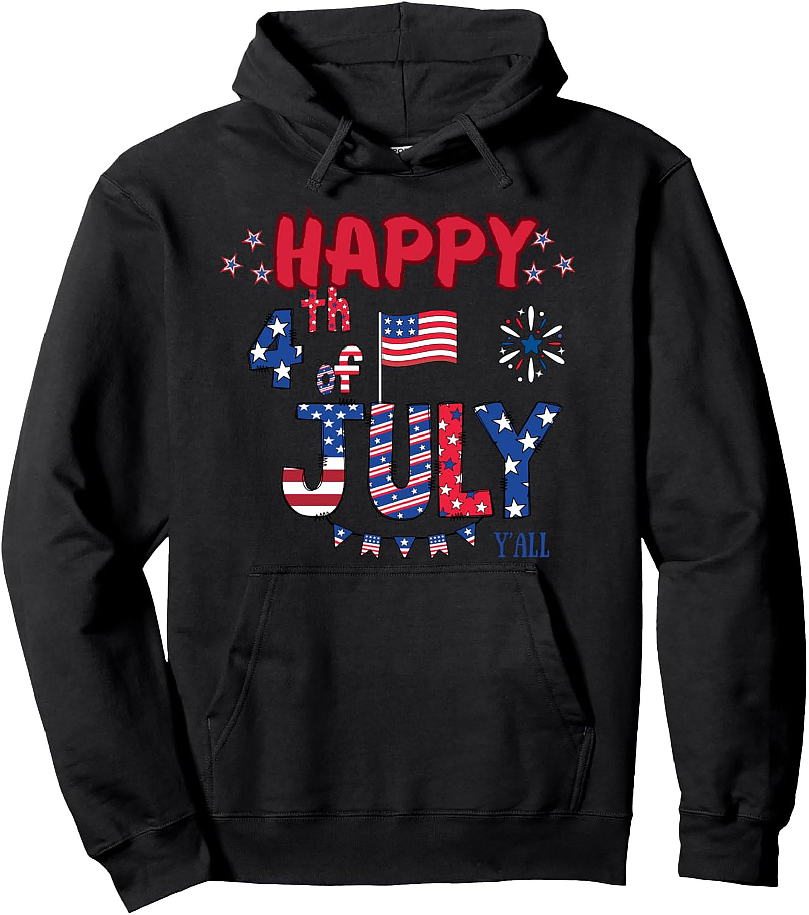 Happy 4th of July Y'all Patriotic Graphic Hoodie | Cozy Fleece