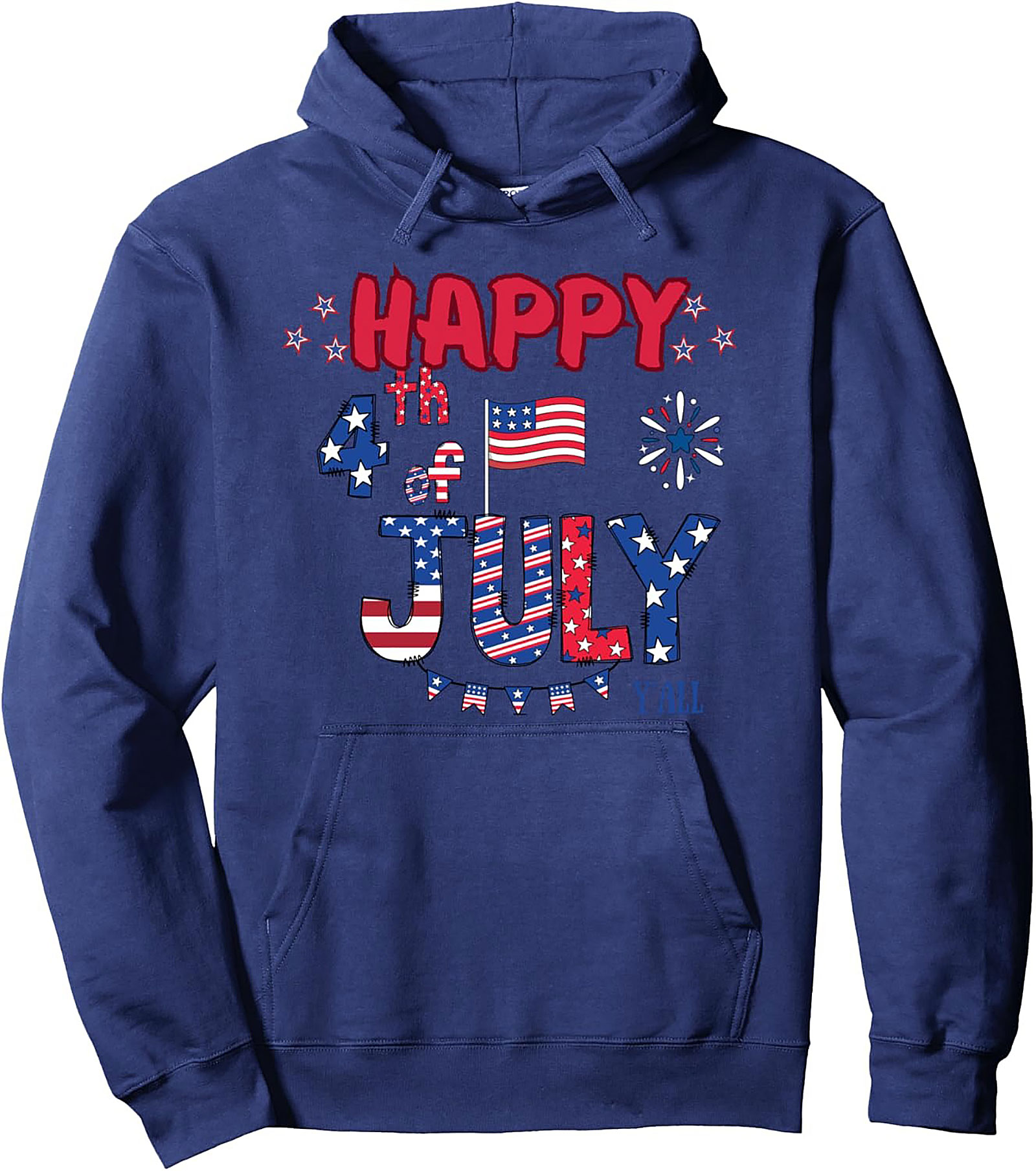 Happy 4th of July Y'all Patriotic Graphic Hoodie | Cozy Fleece