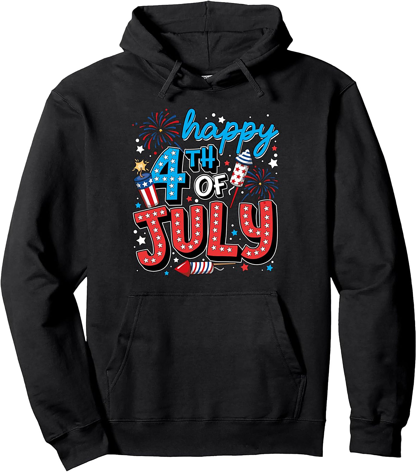Happy 4th of July Graphic Hoodie | Patriotic Unisex Pullover