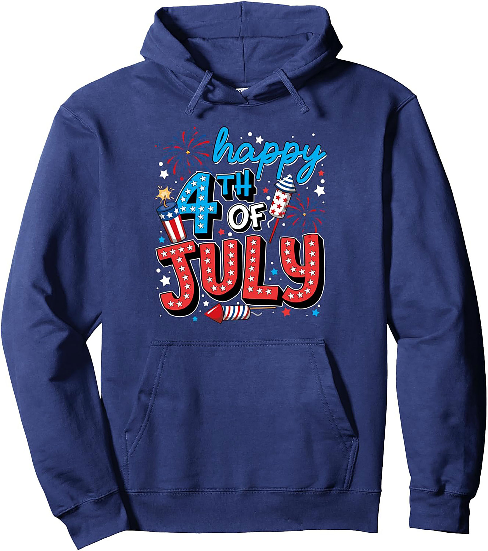 Happy 4th of July Graphic Hoodie | Patriotic Unisex Pullover
