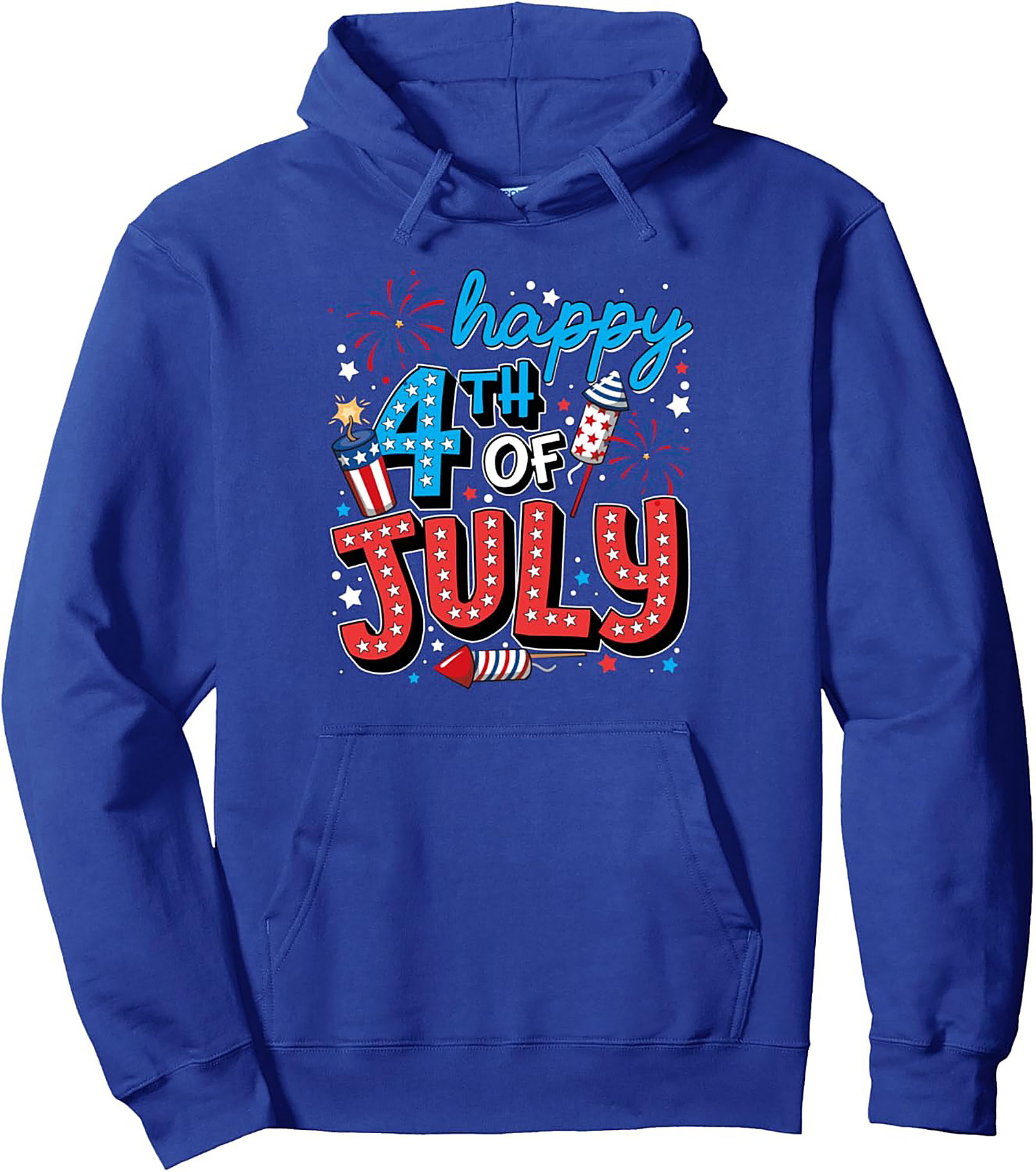 Happy 4th of July Graphic Hoodie | Patriotic Unisex Pullover