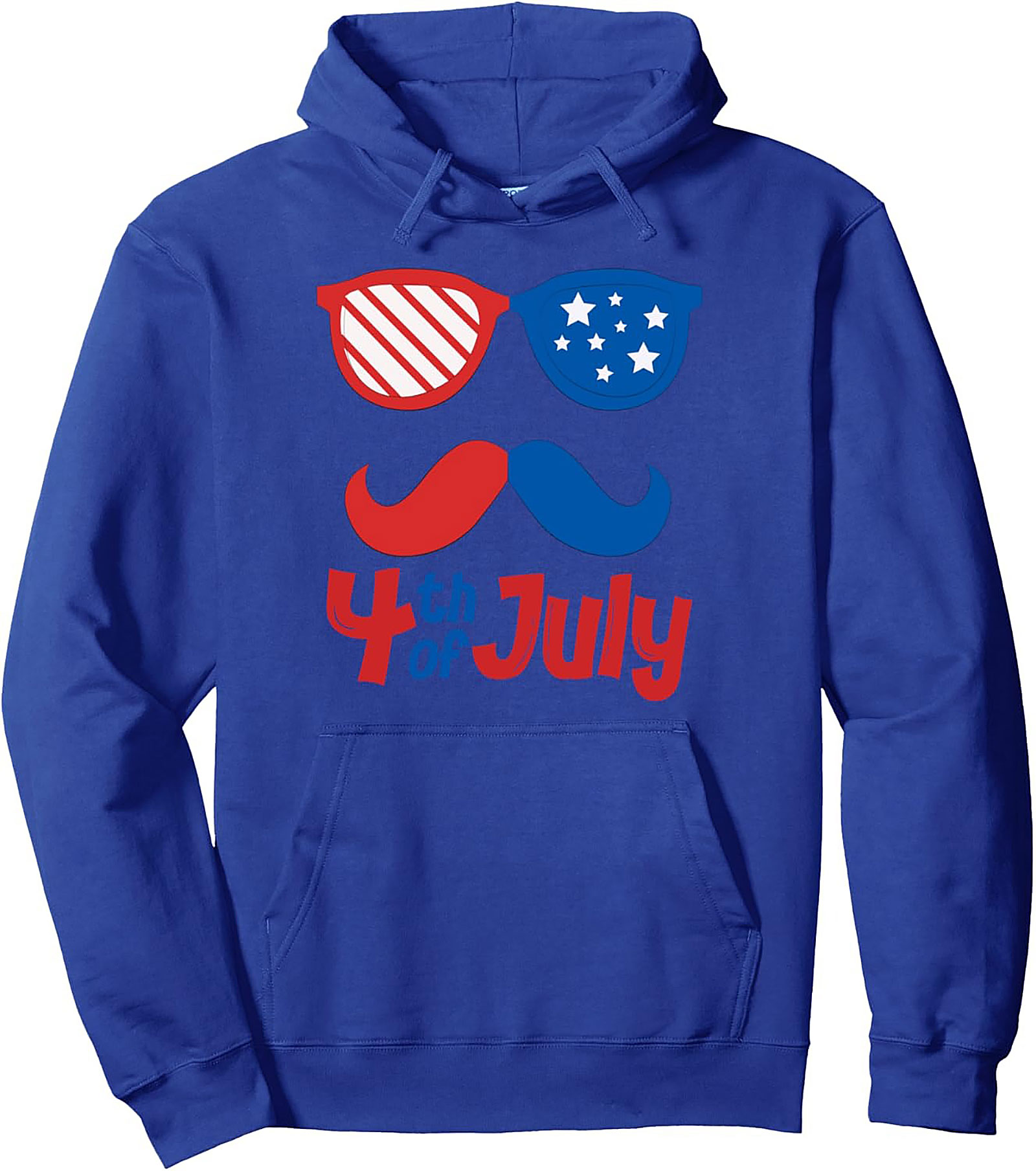 4th of July Mustache & Sunglasses Graphic Hoodie | Patriotic Wear